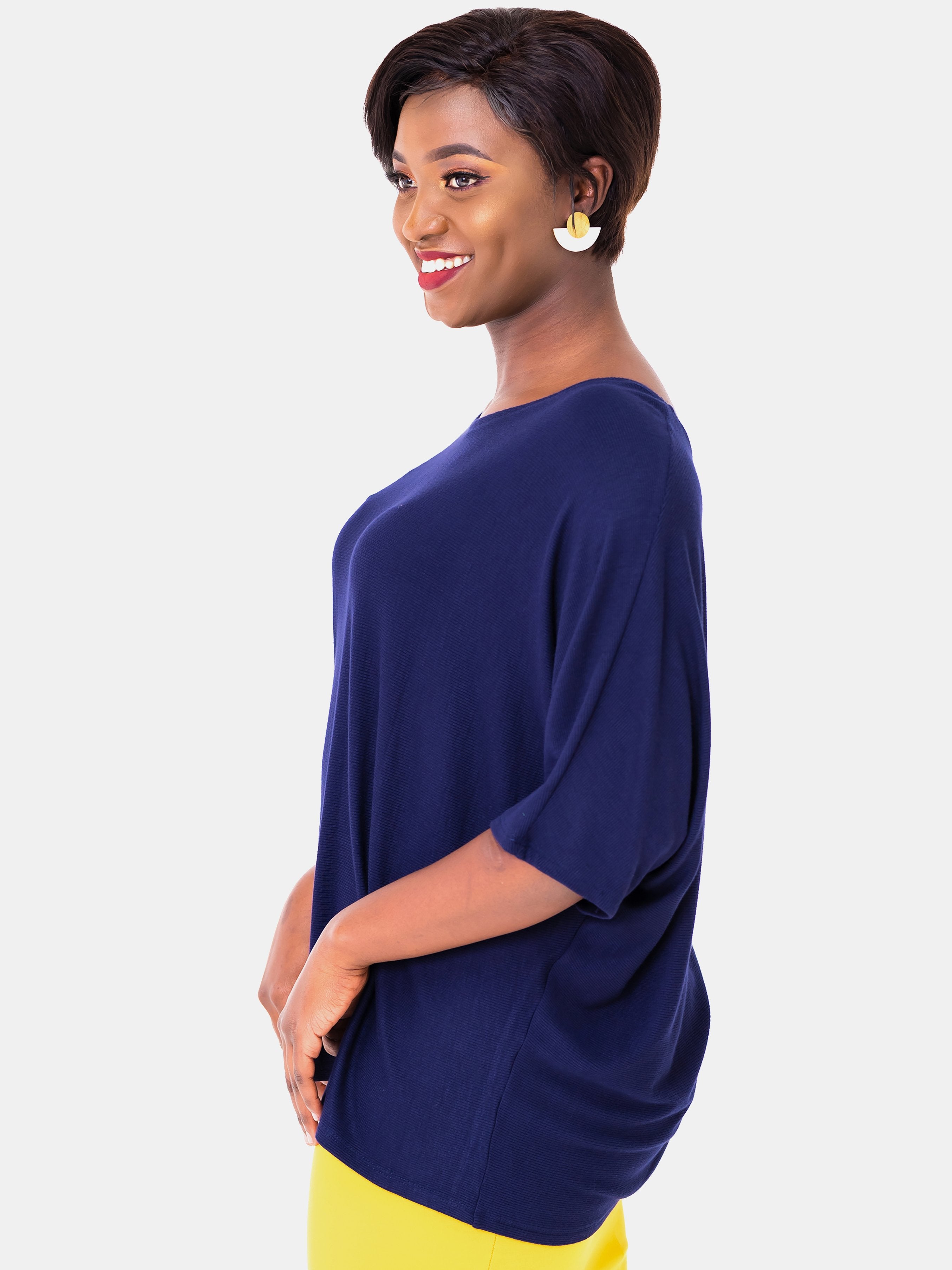 Vivo Sienna Ribbed Top - Navy Blue - Shop Zetu