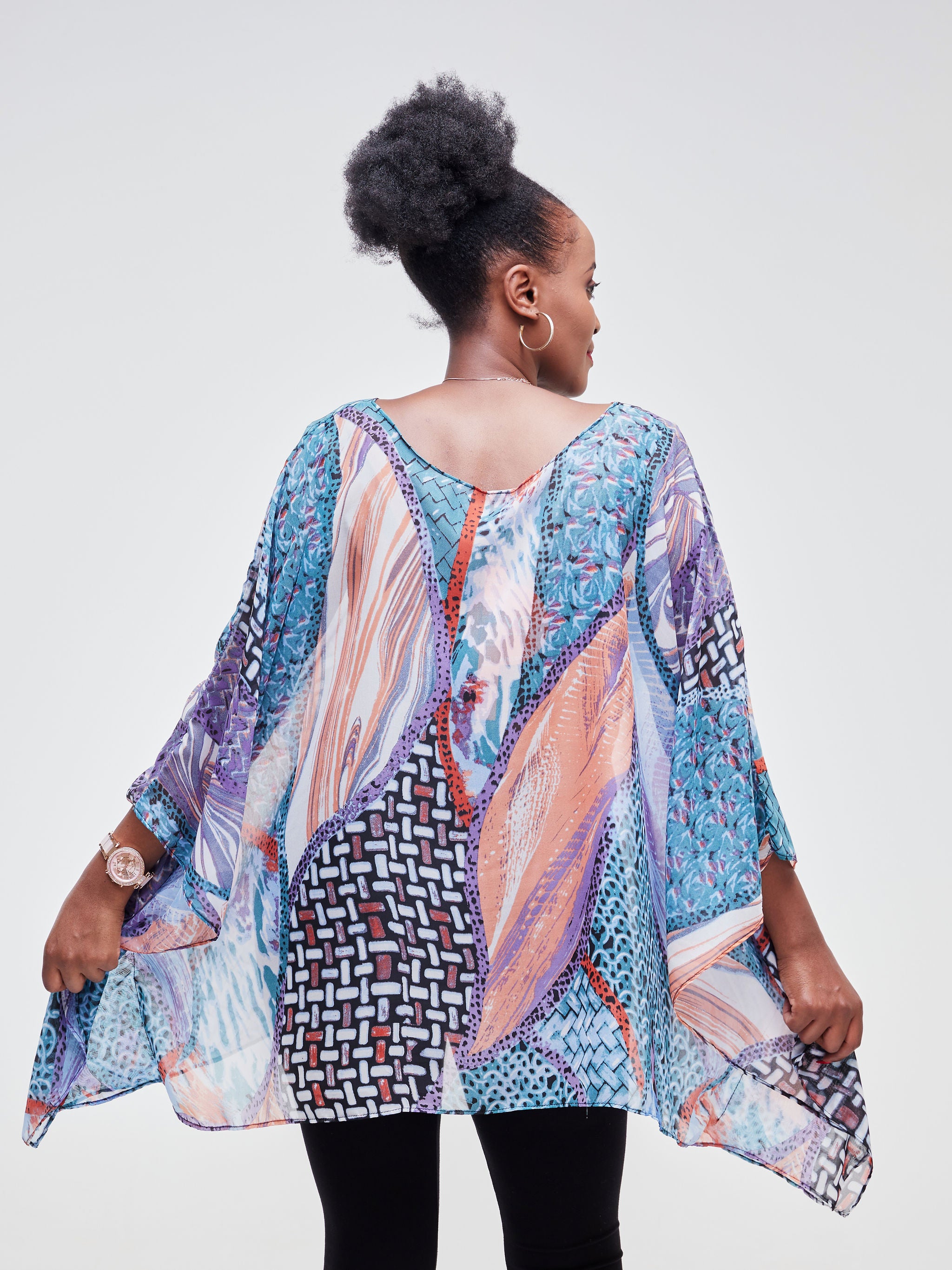 Vivo Ayana Wide Top - Blue / Purple Abstract Print