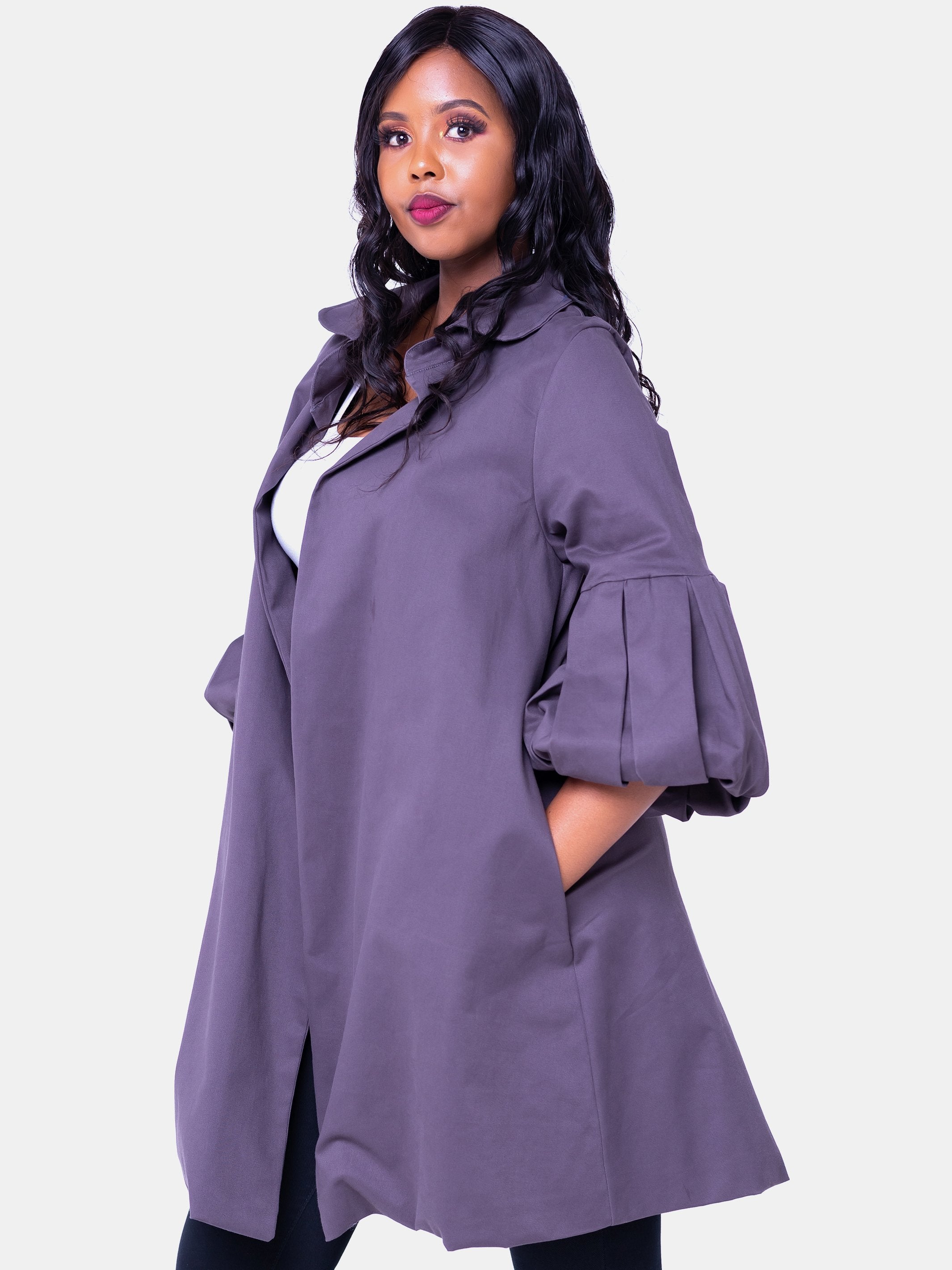 Safari Swazuri Flounce Coat - Dark Grey - Shop Zetu