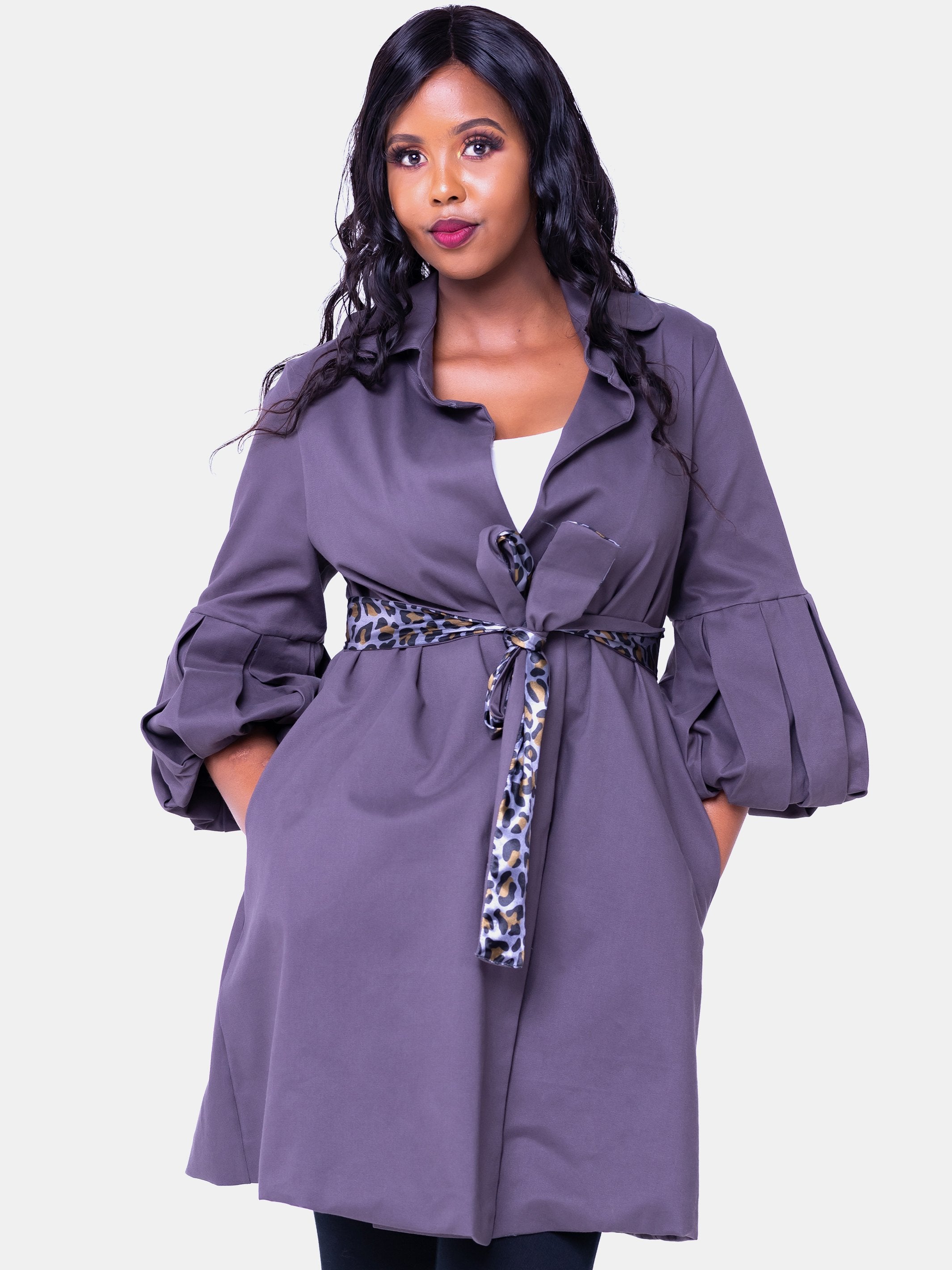 Safari Swazuri Flounce Coat - Dark Grey - Shop Zetu