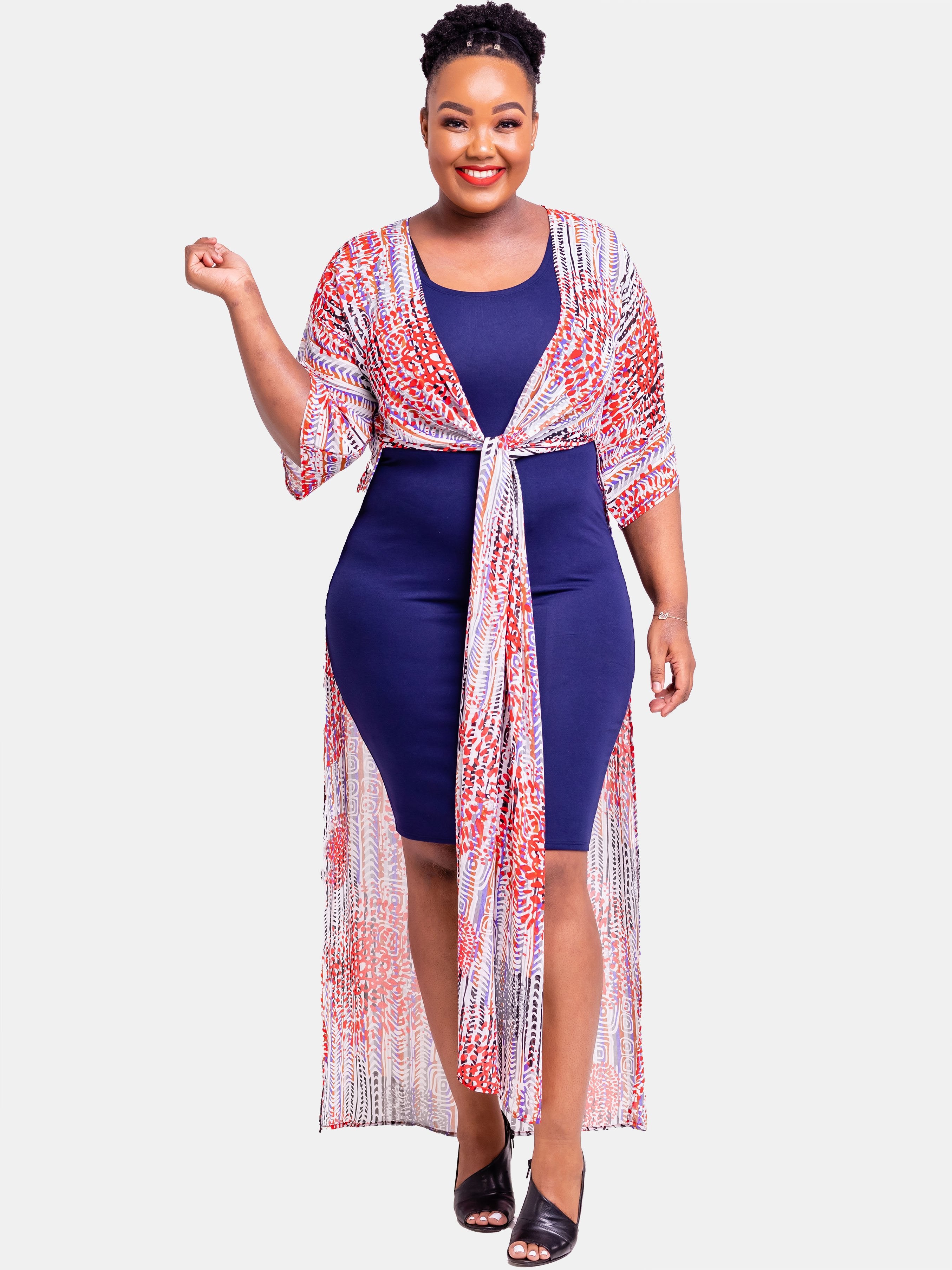 Vivo Nandi High Slit kimono - Pink Print - Shop Zetu