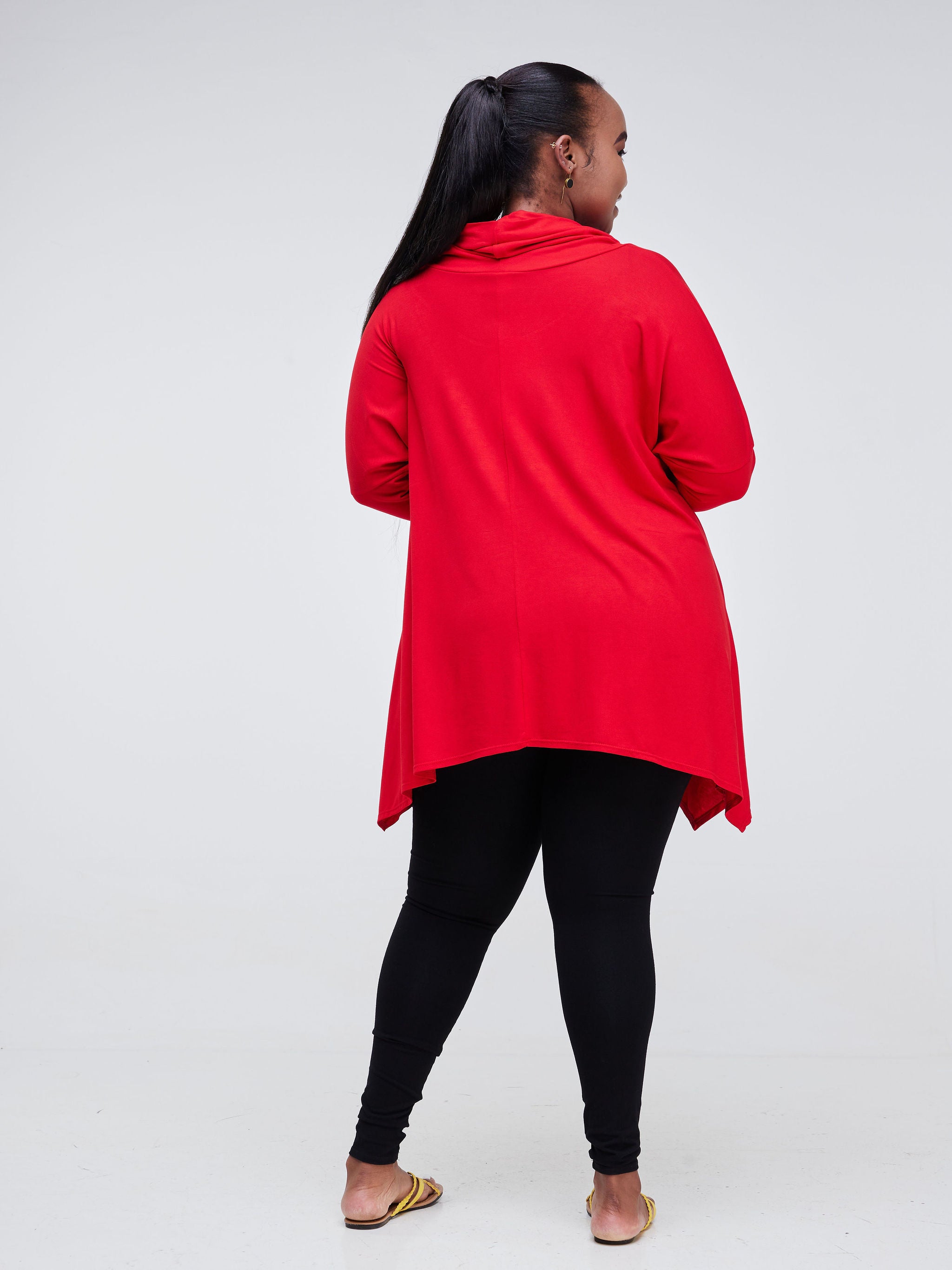 Vivo Basic Angela Cowl Loose Top - Red