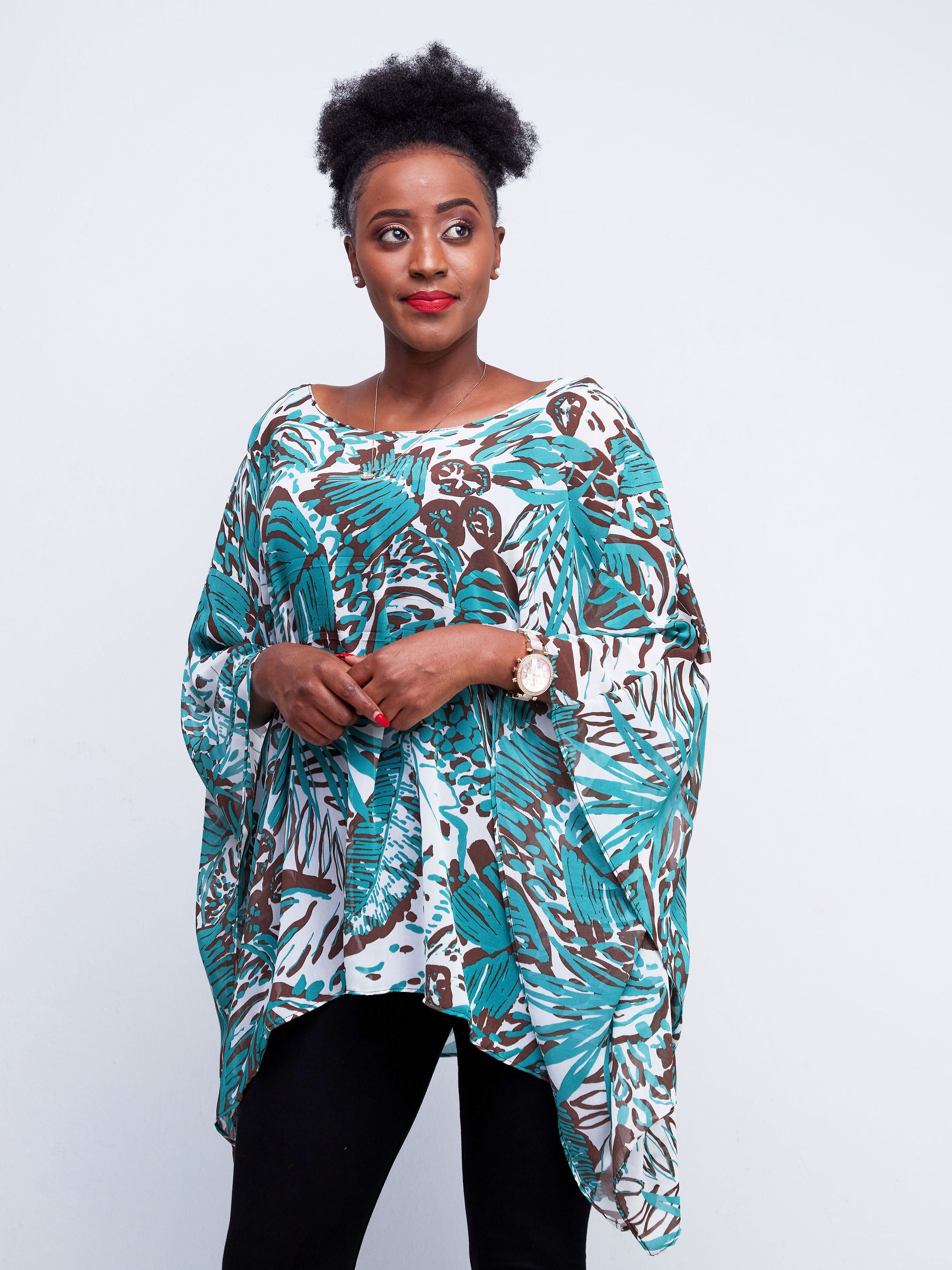 Vivo Ayana Wide Top - Green / Brown Abstract Print