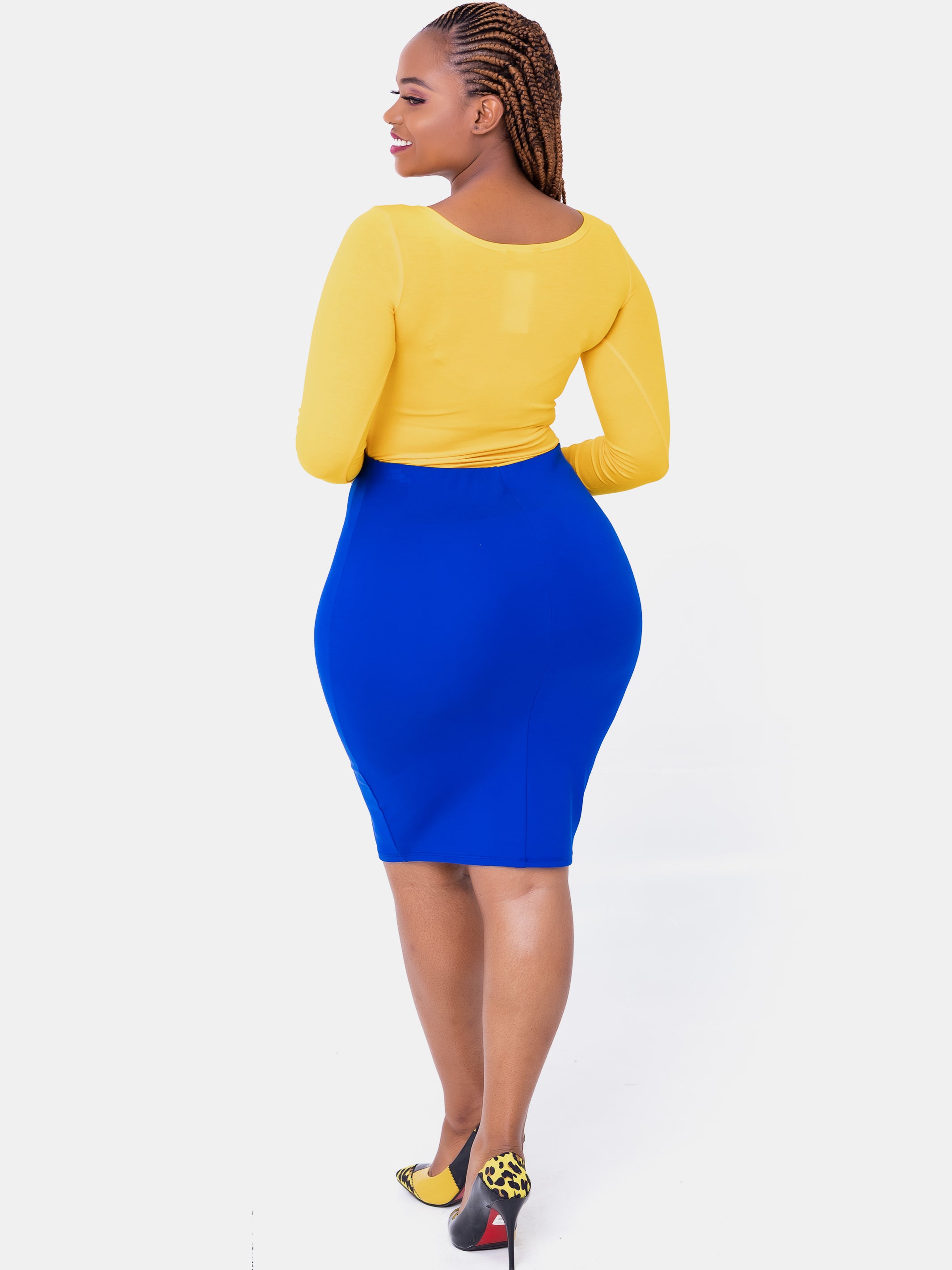 Vivo Panelled Pencil Skirt - Royal Blue