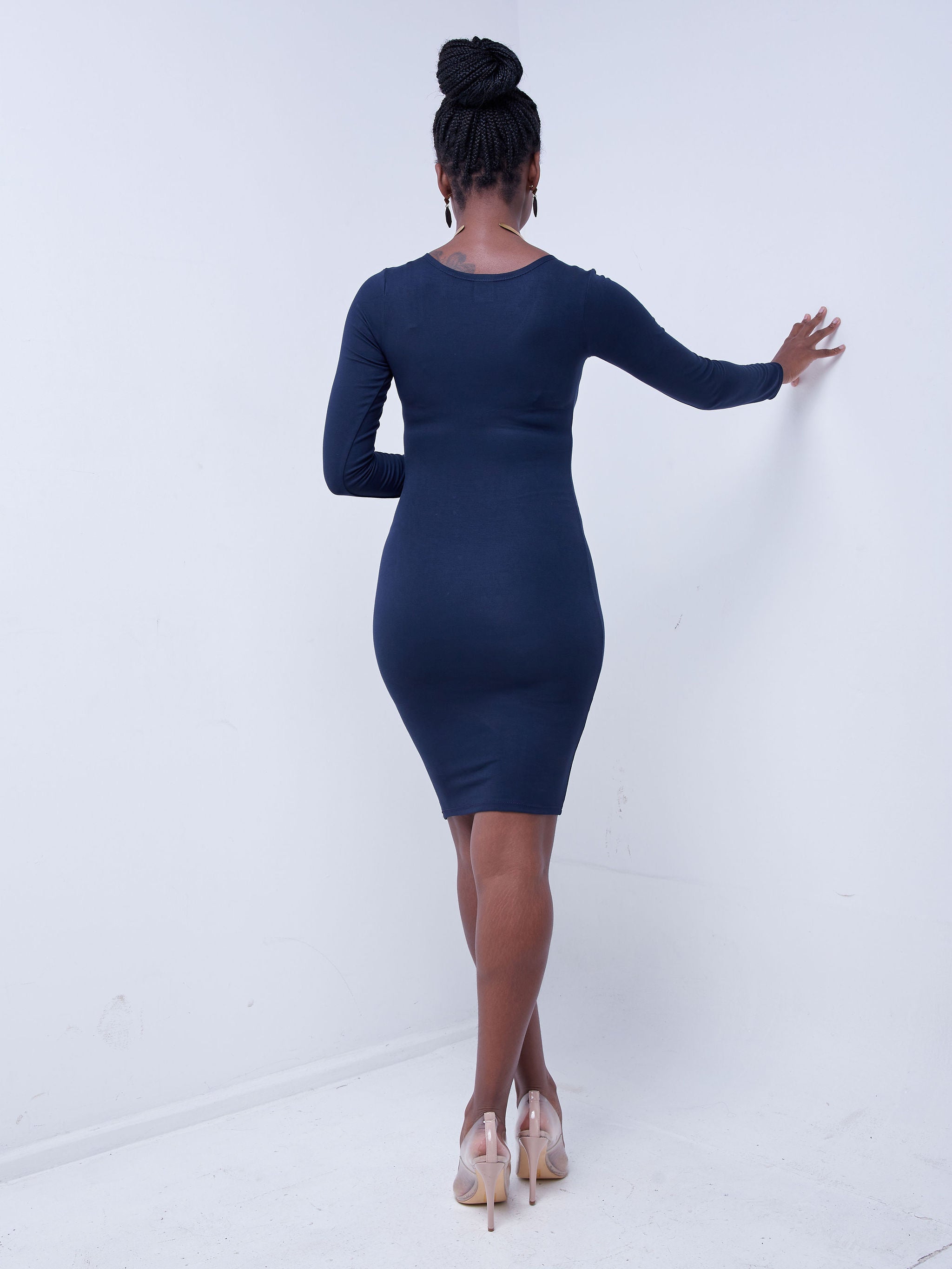 Zoya Basic Long Sleeve Bodycon - Navy Blue