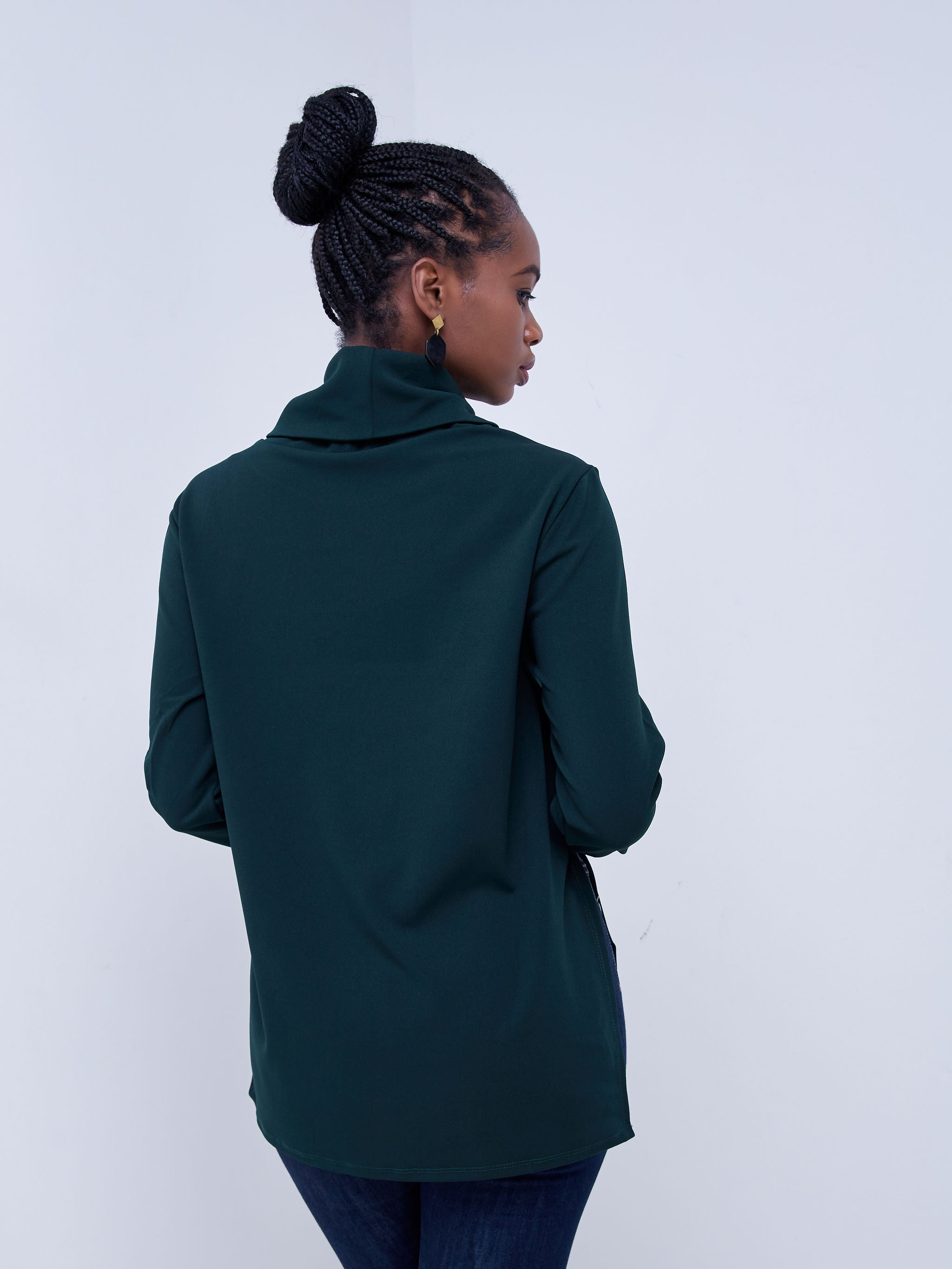 Vivo Basic Cowl Side Slit Top - Dark Green