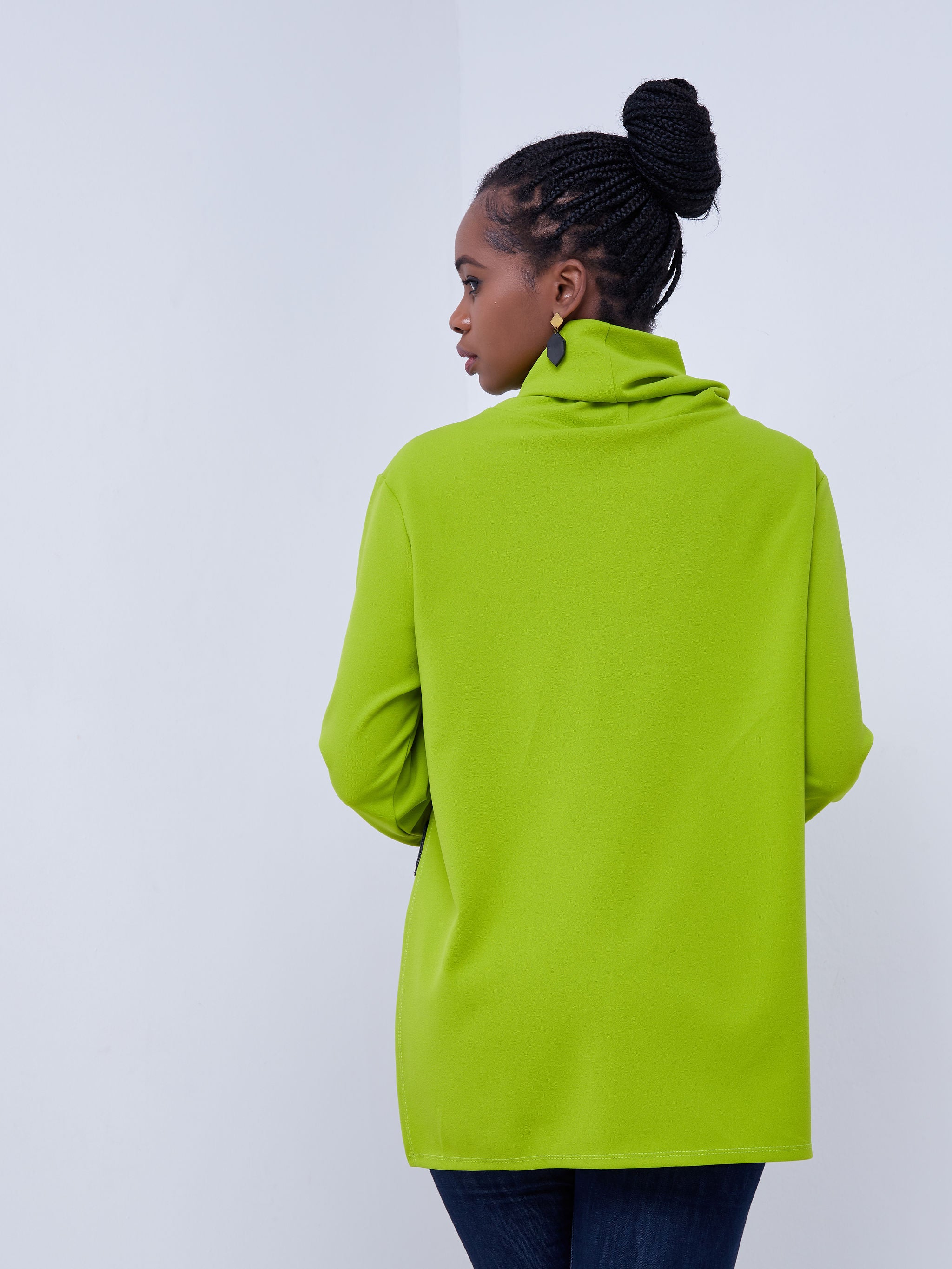 Vivo Basic Cowl Side Slit Top - Lime Green