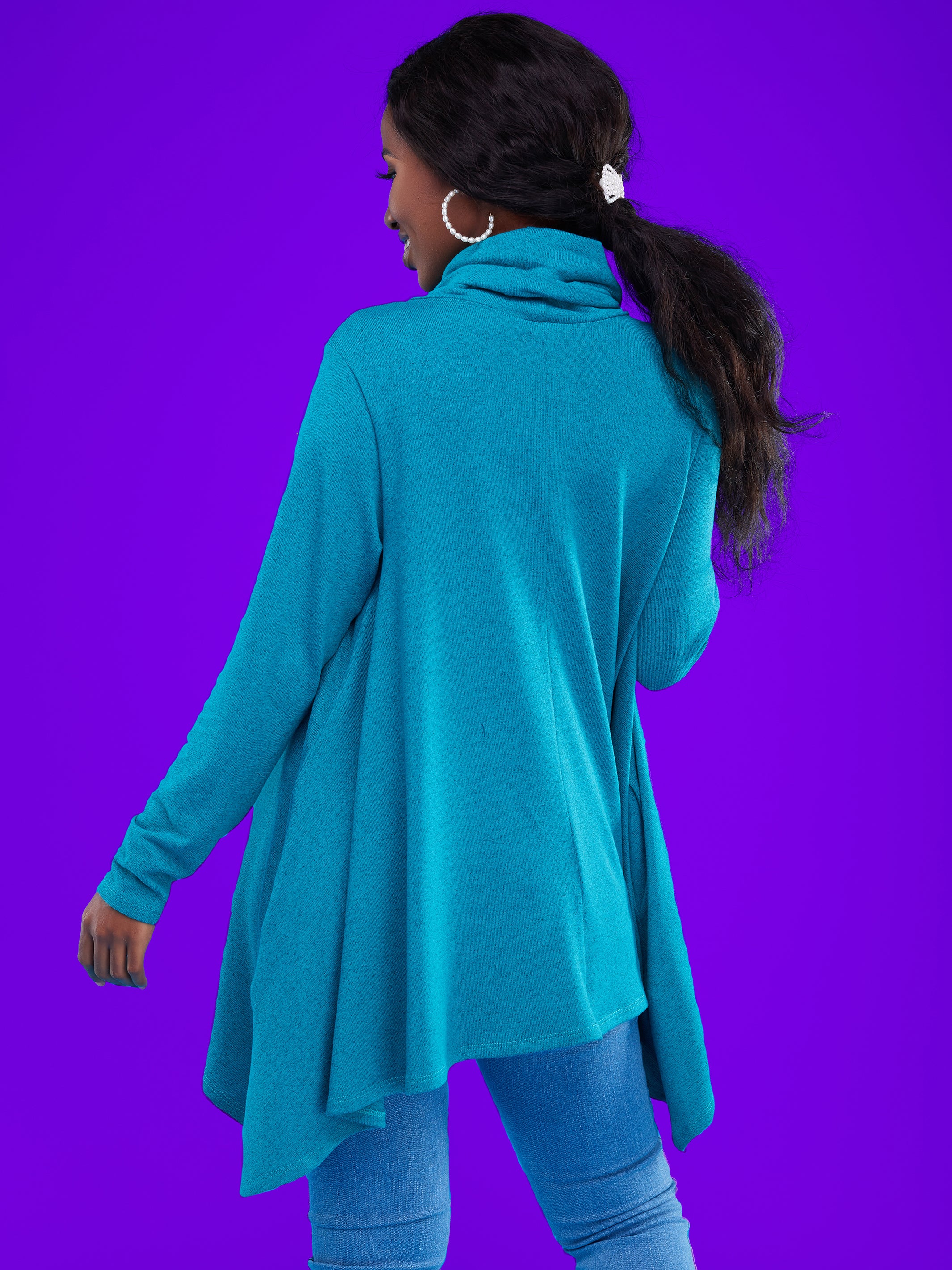 Vivo Basic Imelda Cowl Sweater - Sea Green