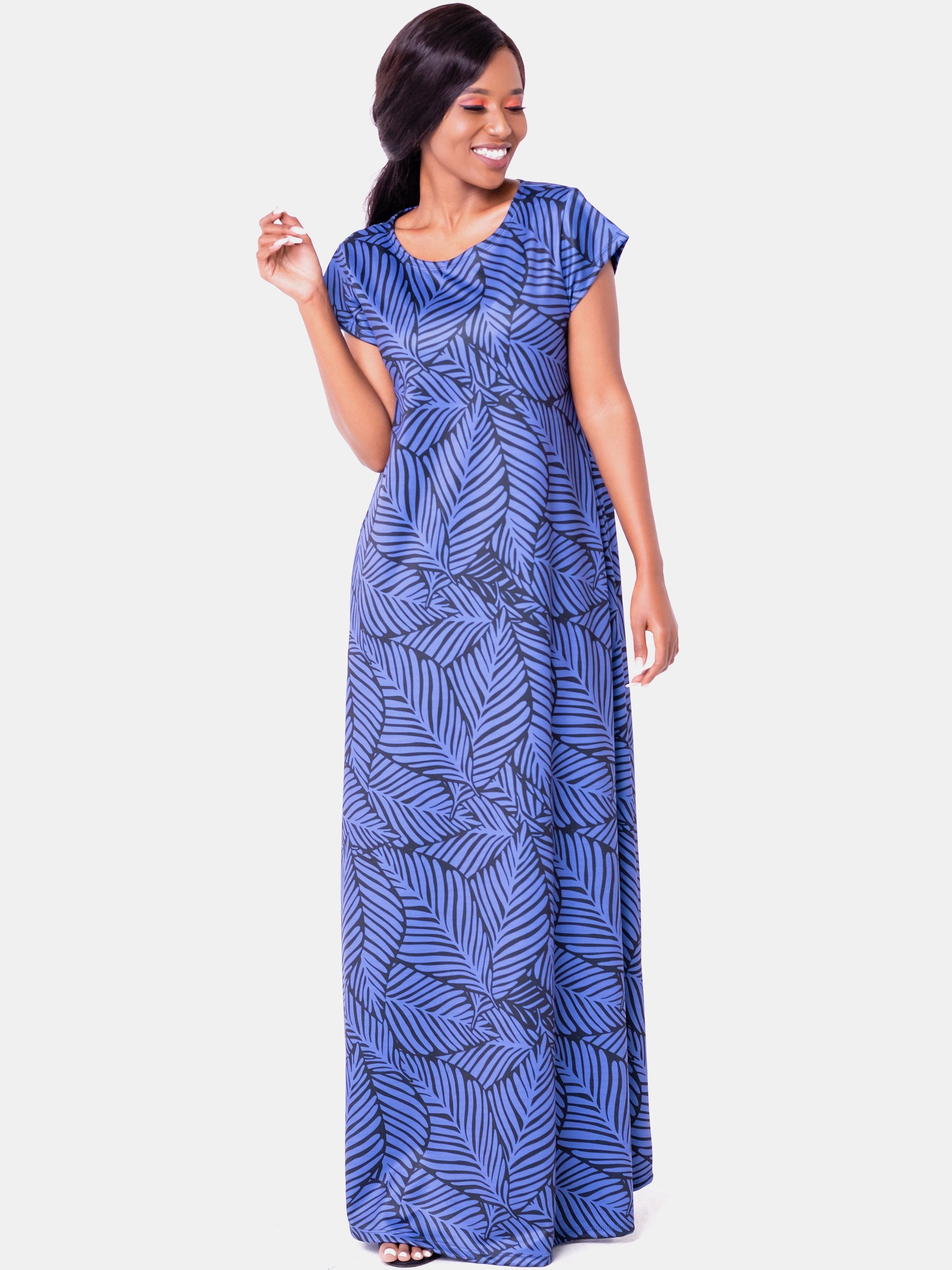 Vivo Tuni Tent Maxi Dress (Tall) - Navy Print - Shop Zetu