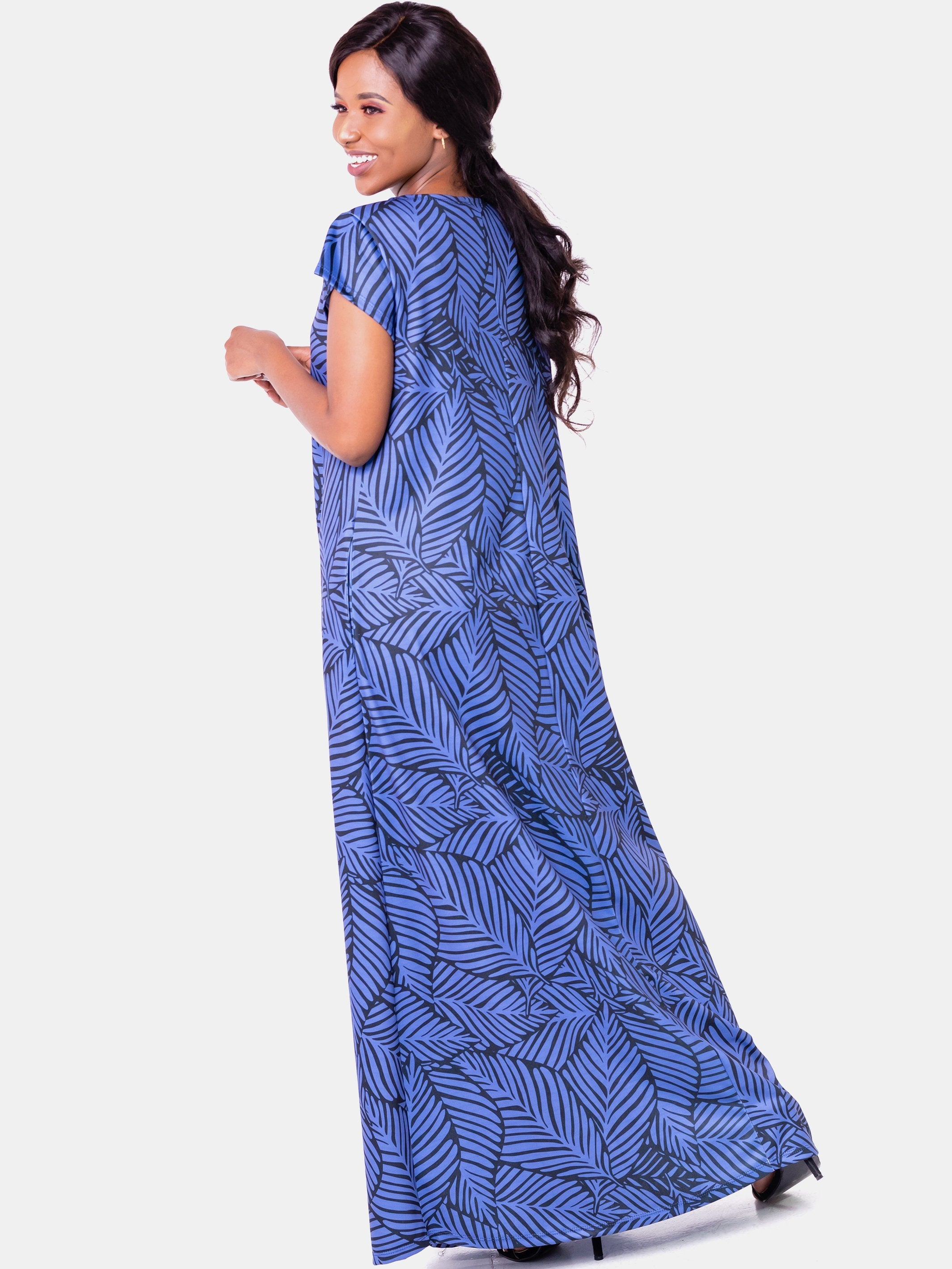 Vivo Tuni Tent Maxi Dress (Tall) - Navy Print - Shop Zetu