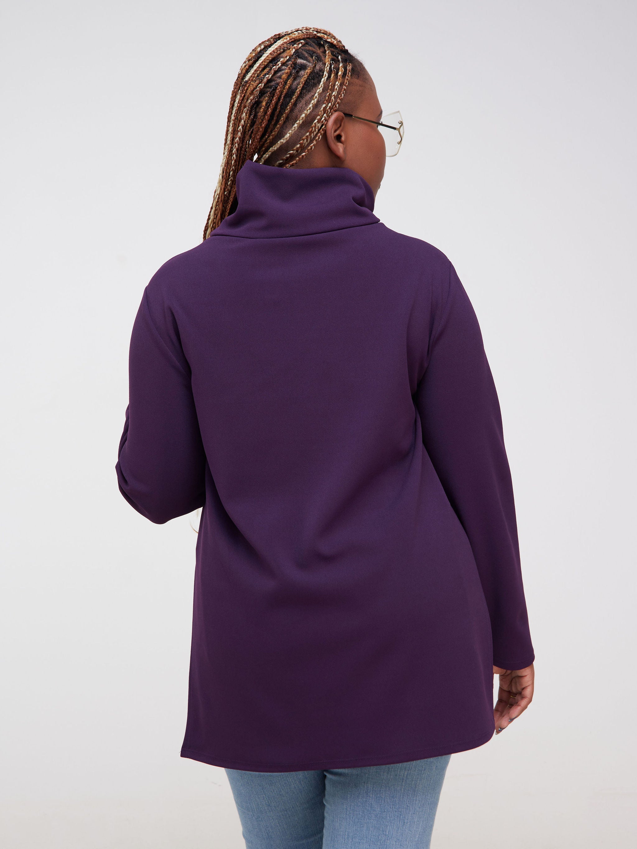 Vivo Basic Cowl Side Slit Top - Purple