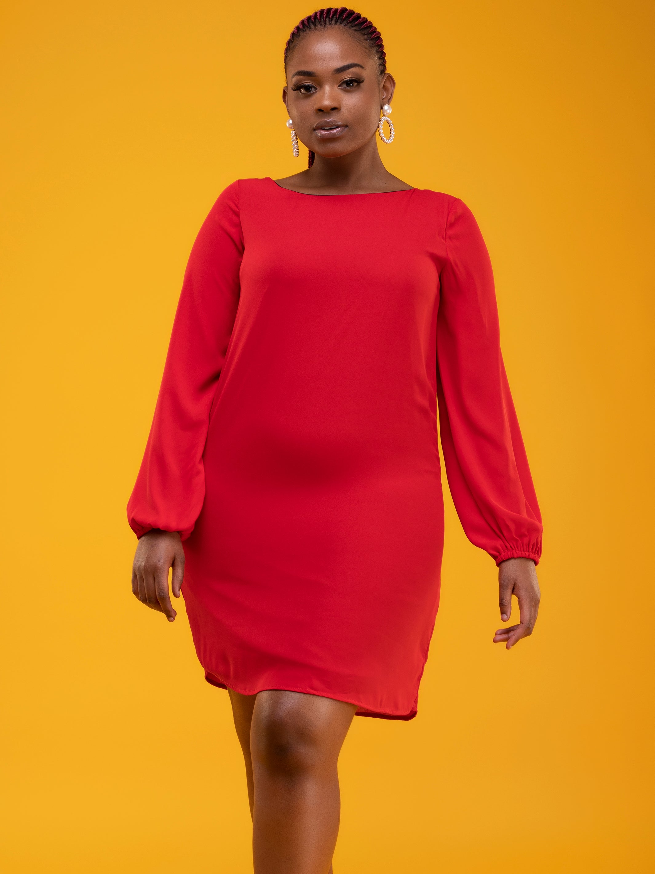 Vivo Zawadi Shift Dress - Red