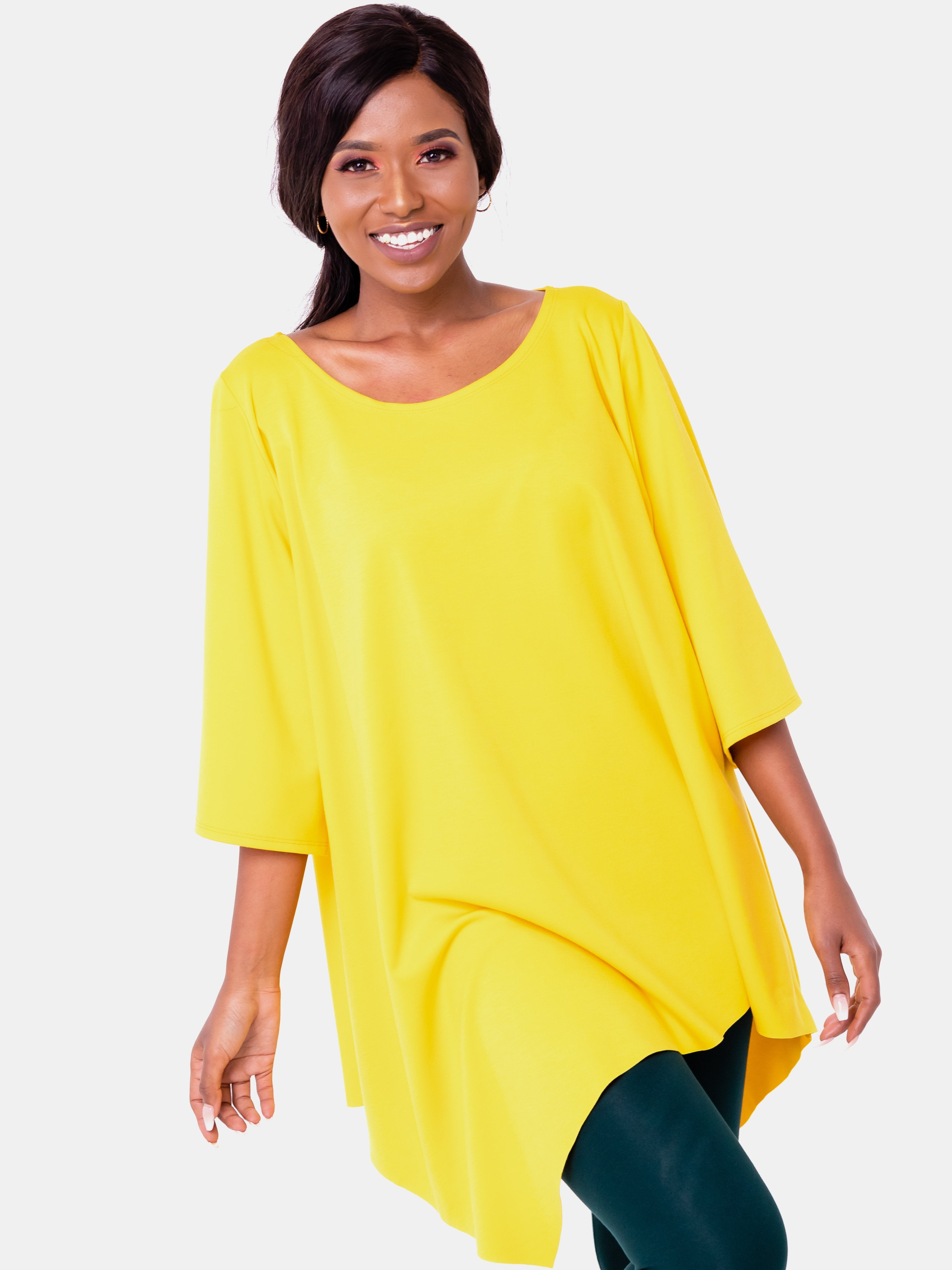 Vivo Asymmetrical Angel Sleeve Top - Yellow - Shop Zetu