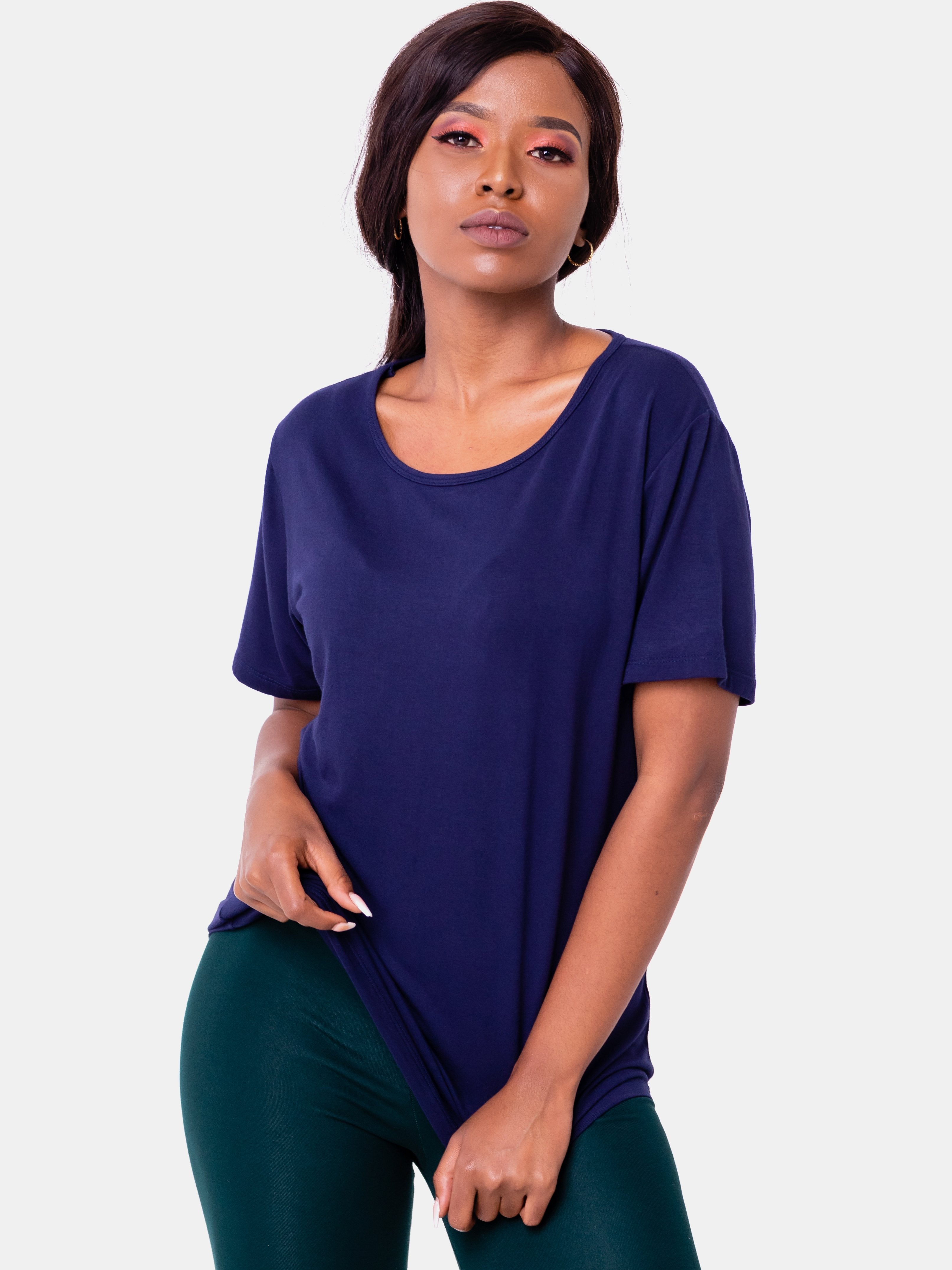 Vivo Round-Neck T-Shirt - Navy Blue - Shop Zetu