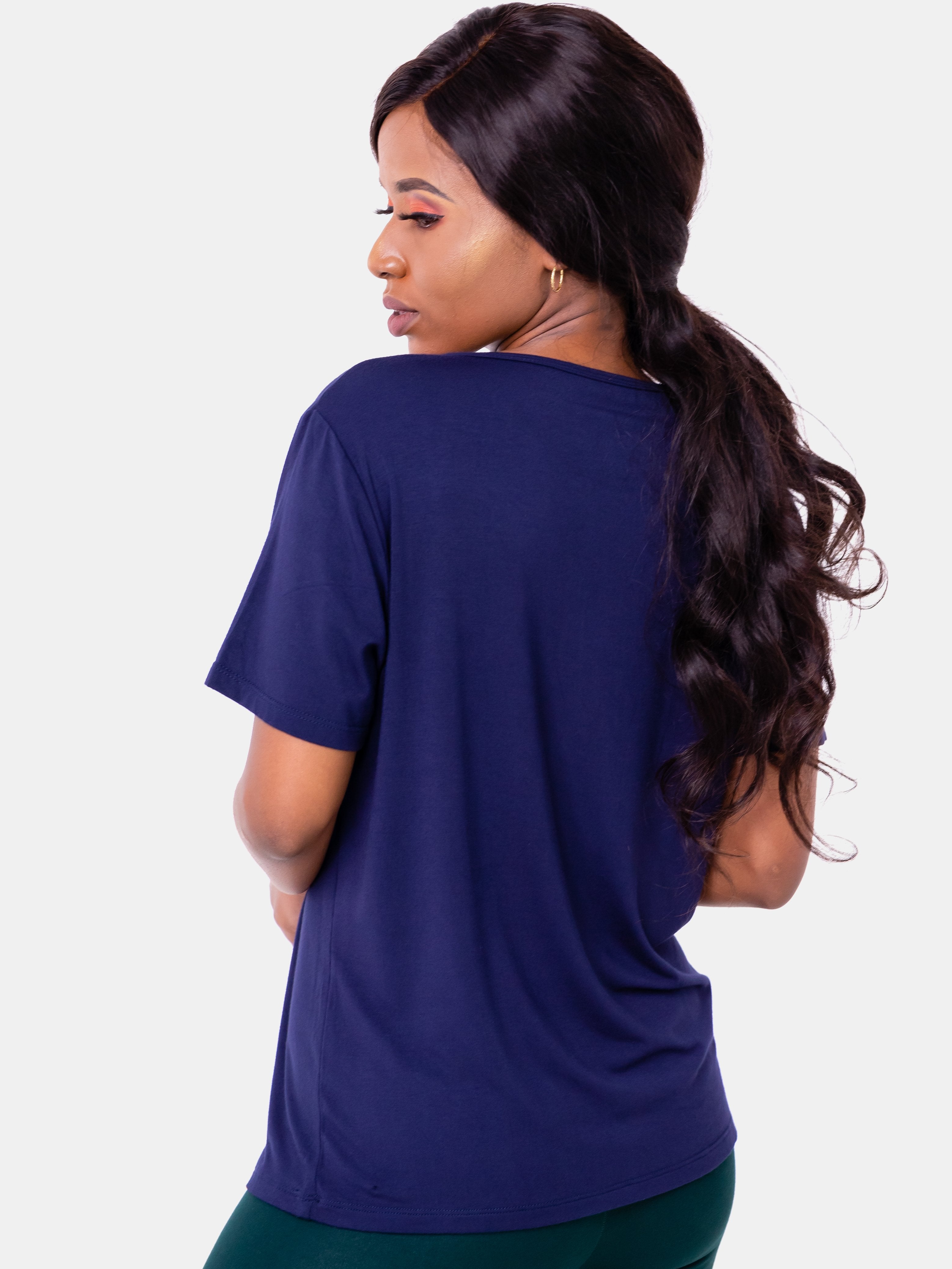 Vivo Round-Neck T-Shirt - Navy Blue - Shop Zetu