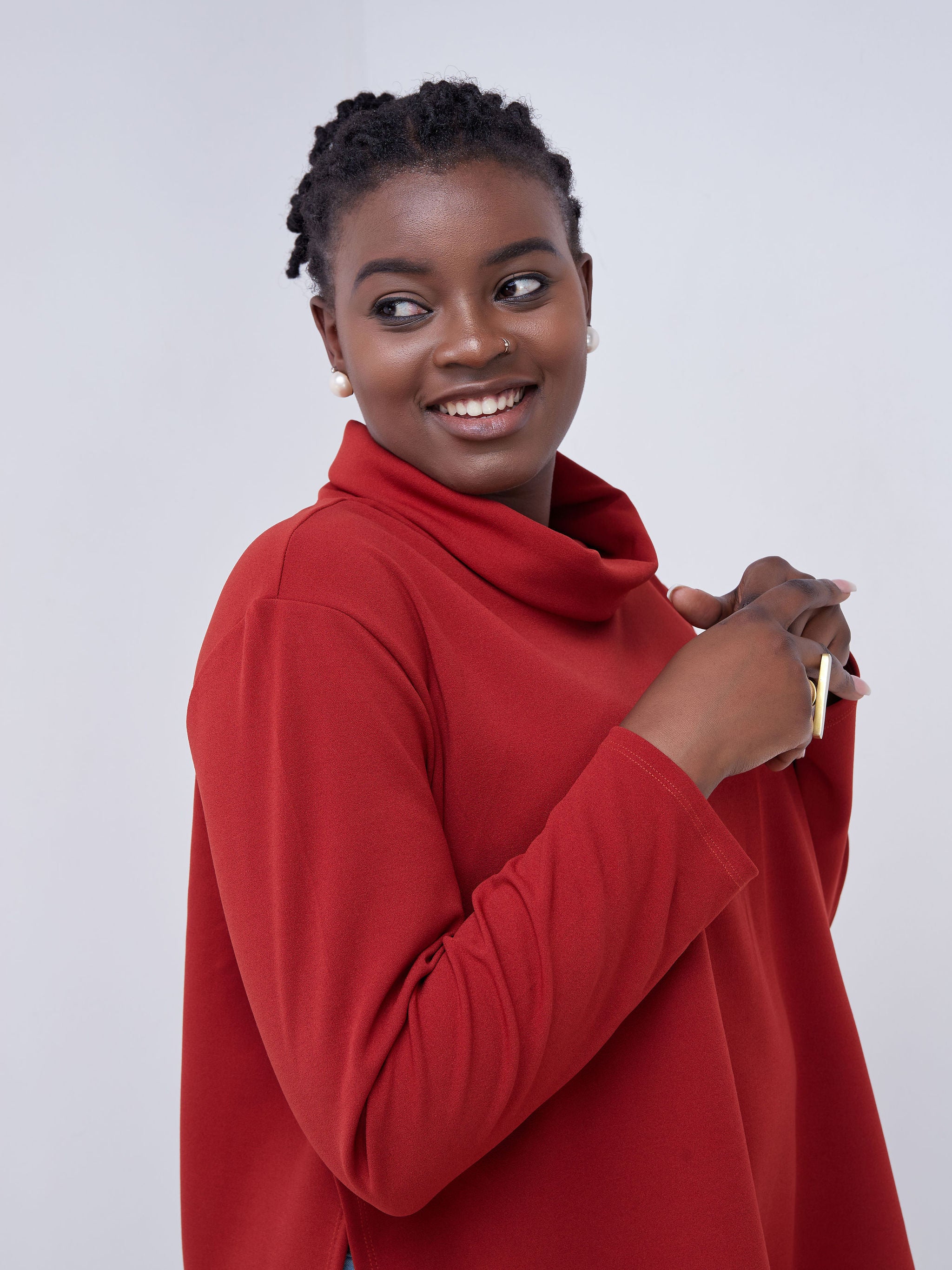 Vivo Basic Cowl Side Slit Top - Rust