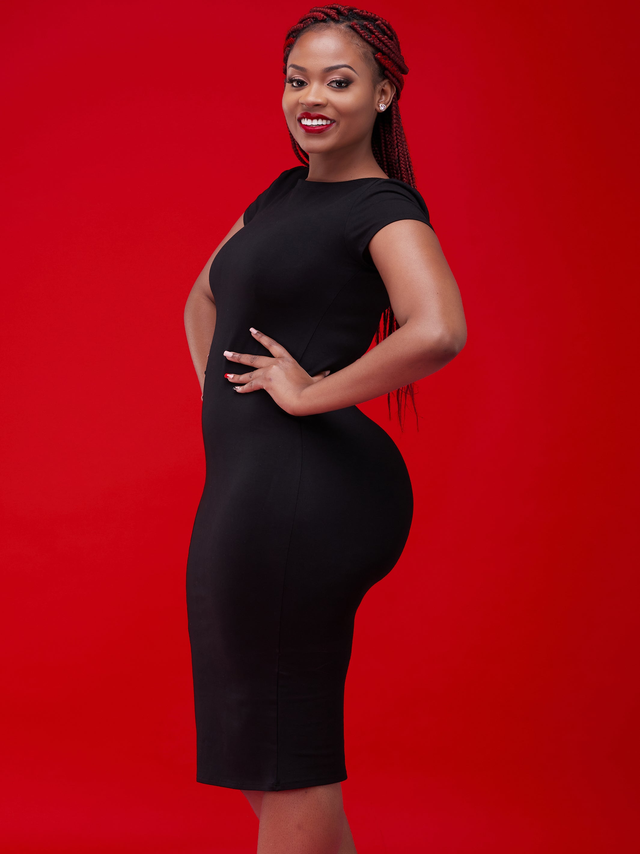 Vivo Zuri Cap Sleeved Bodycon Dress - Black