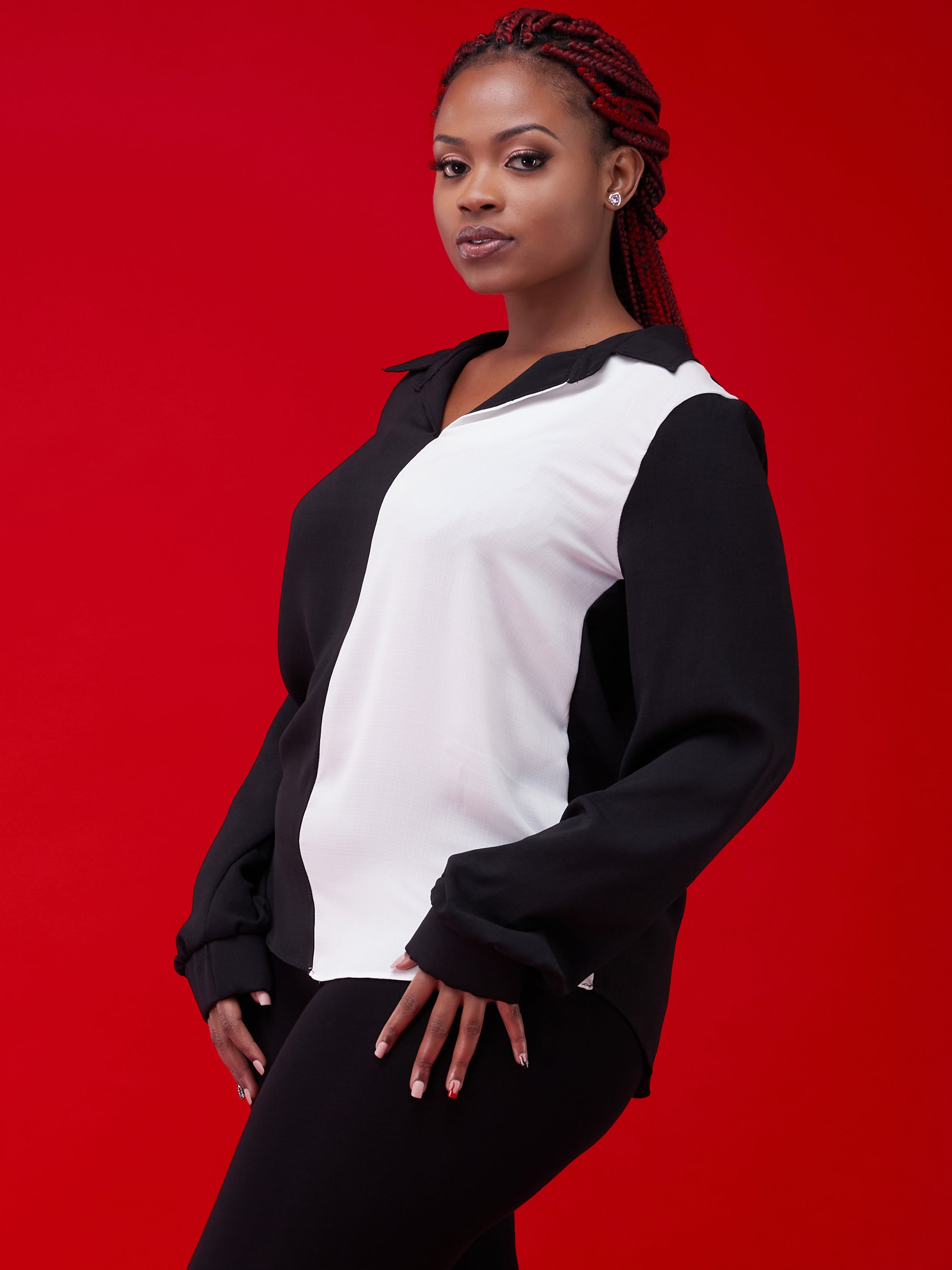 Vivo Zuri Long Sleeved Blouse - Black / White