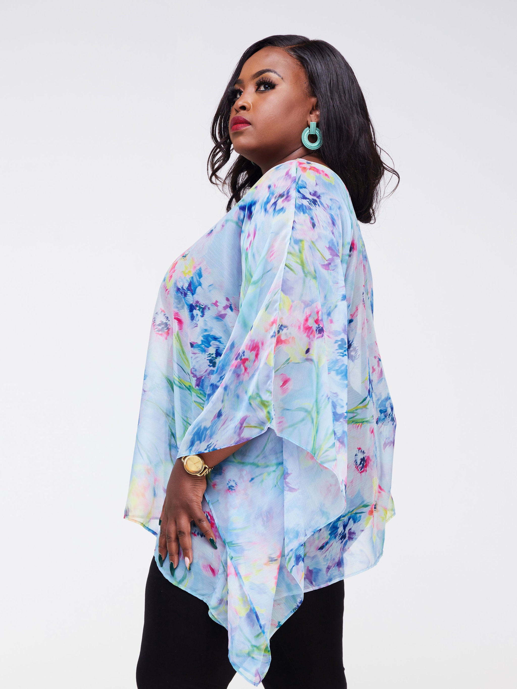 Vivo Ayana Wide Top - Blue / Pink Splash Abstract Print