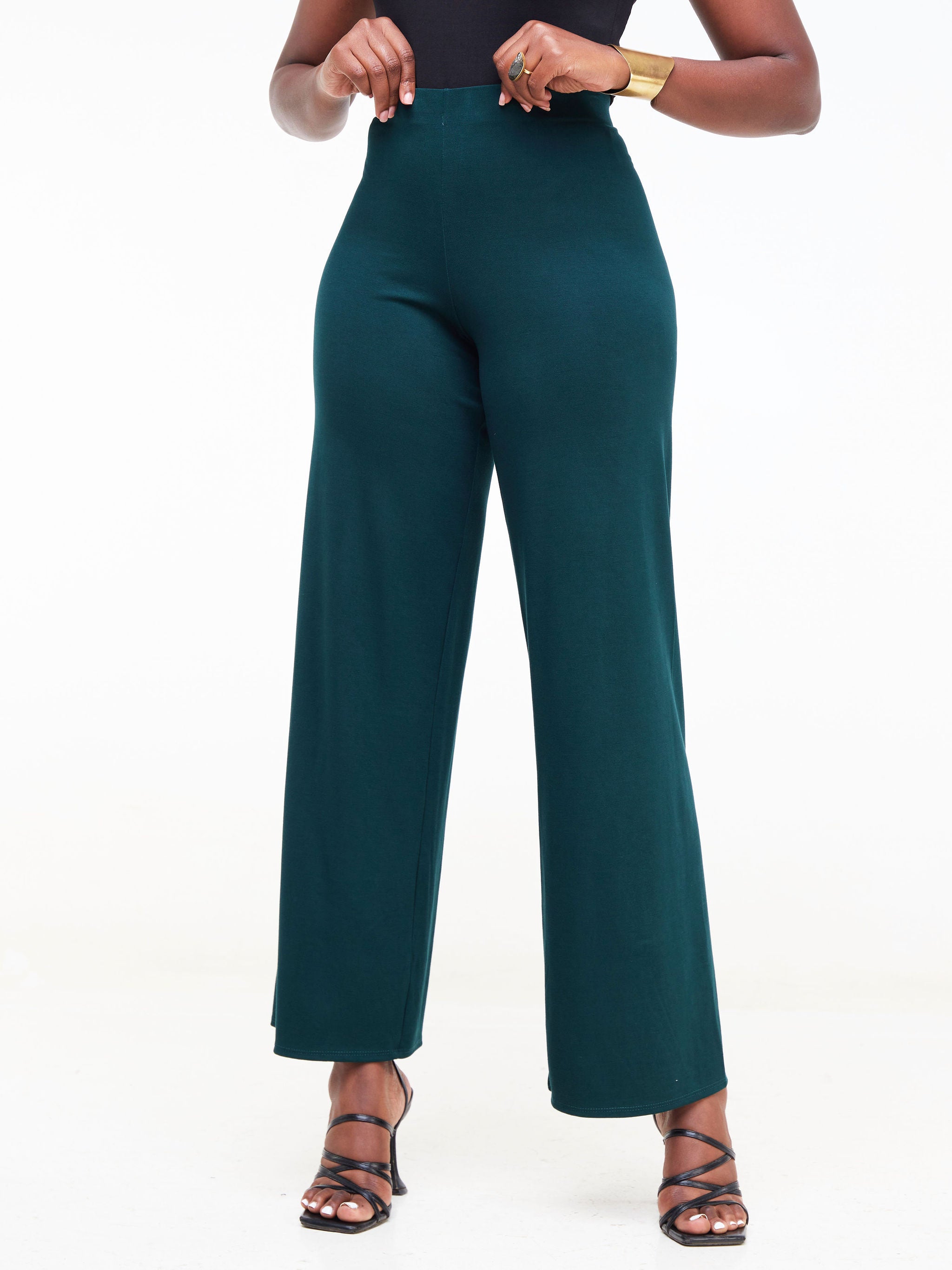 Vivo Basic Palazzo Pants  - Dark Green