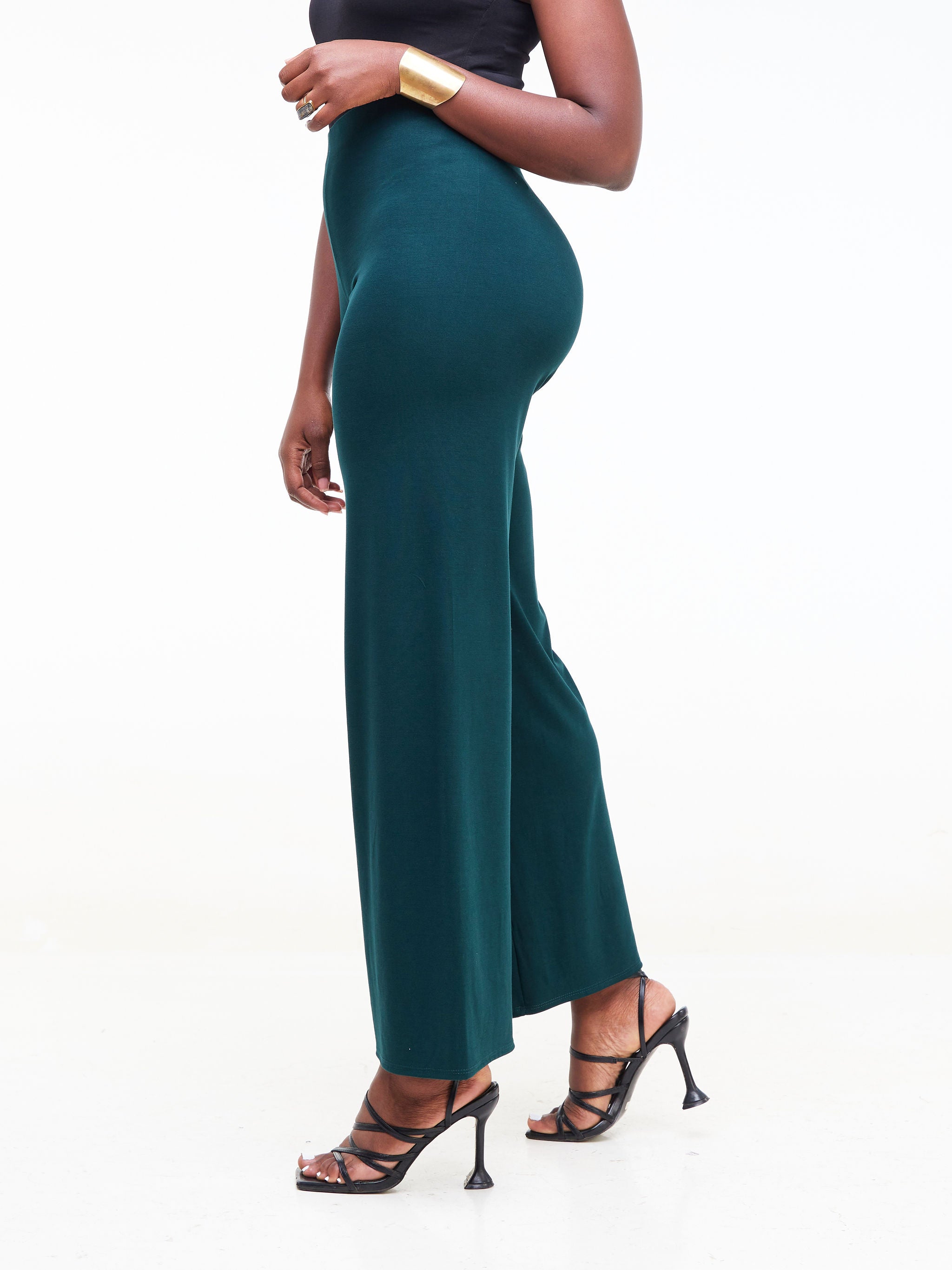 Vivo Basic Palazzo Pants  - Dark Green