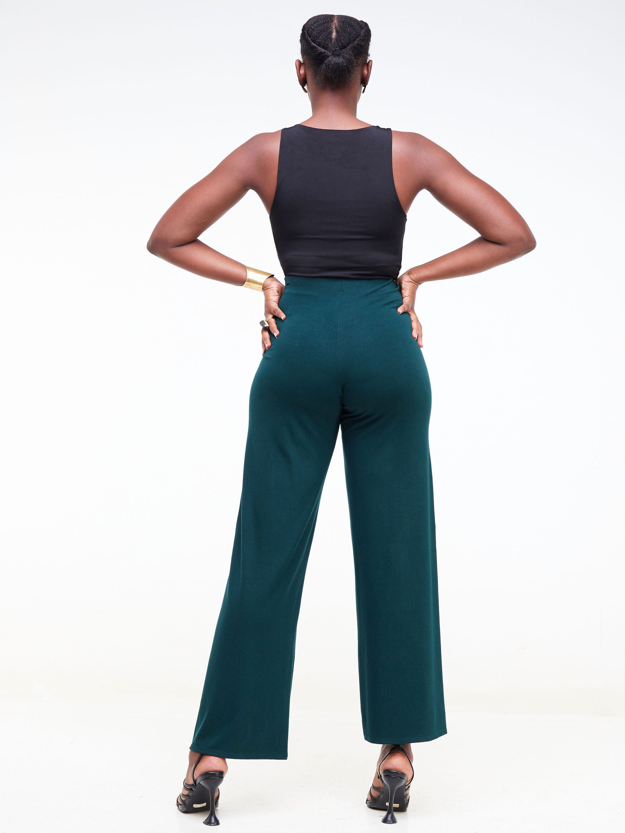 Vivo Basic Palazzo Pants  - Dark Green