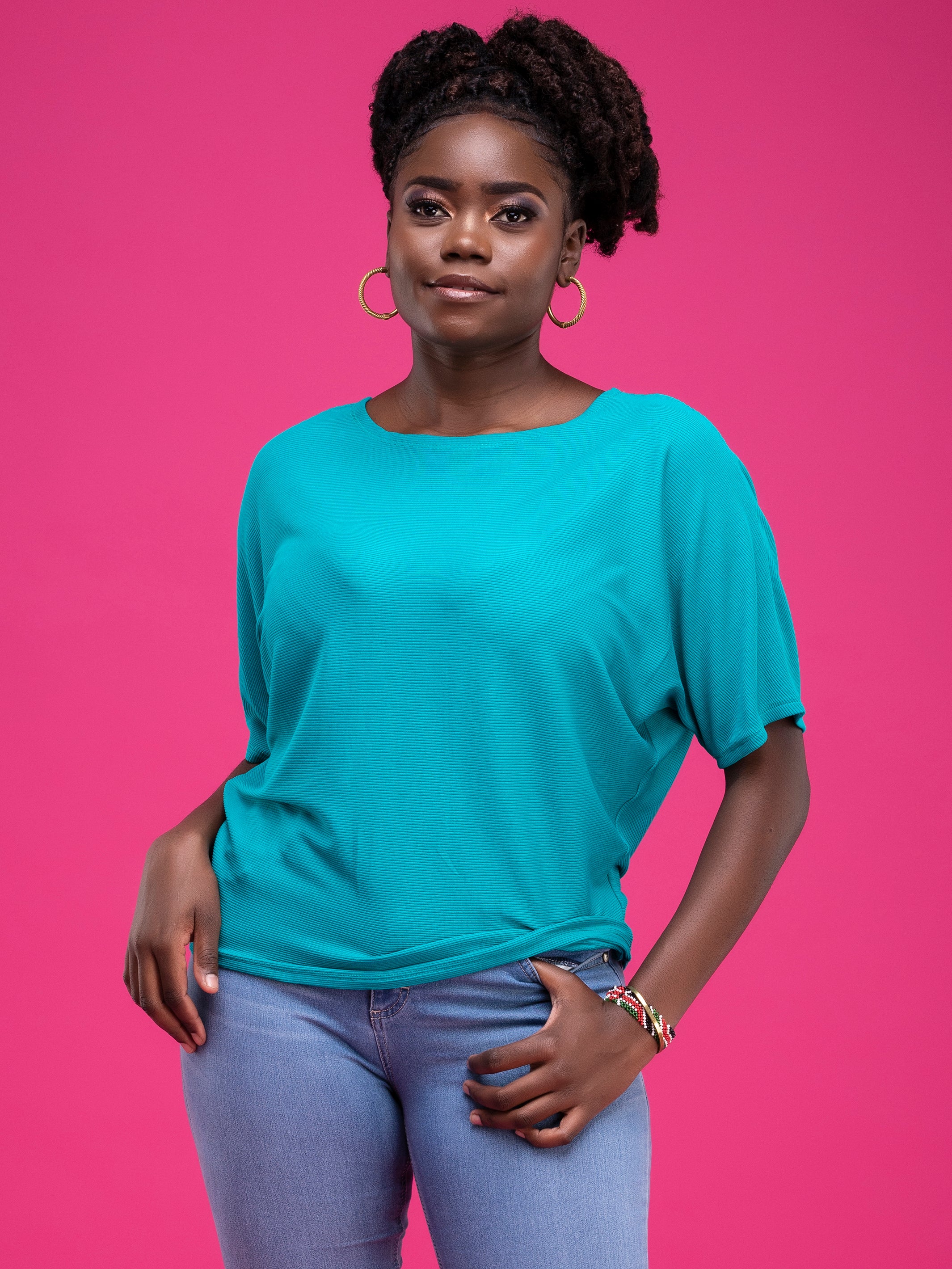 Vivo Basic Sienna Ribbed Top - Sea Green