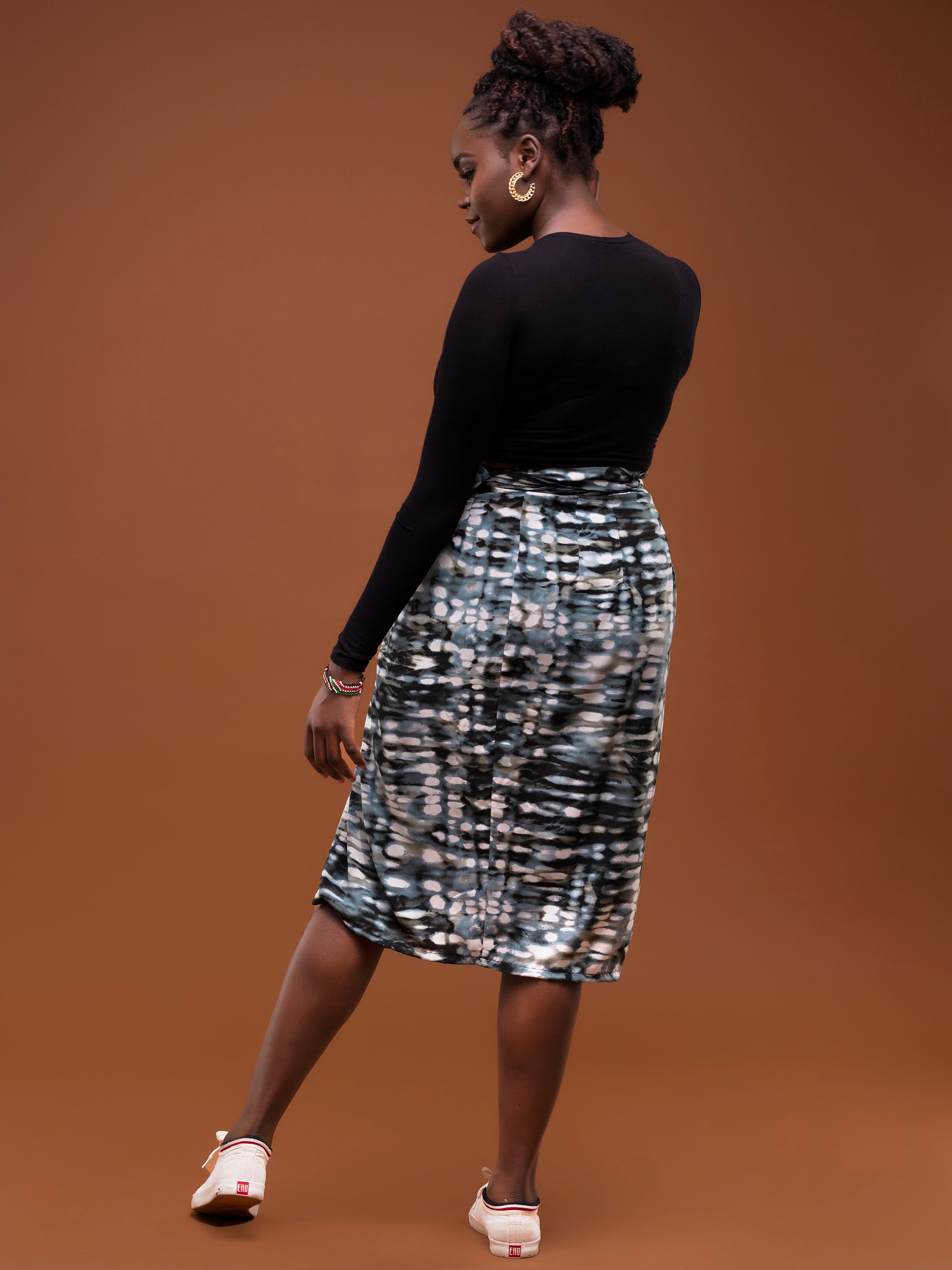 Safari Ayana Wrap Skirt - Green / Black Print