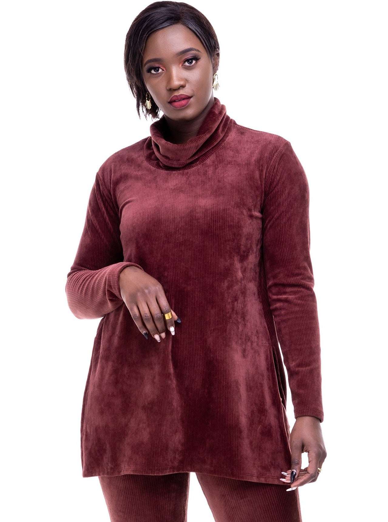 Safari Sahara Turtleneck Top - Rust - Shop Zetu