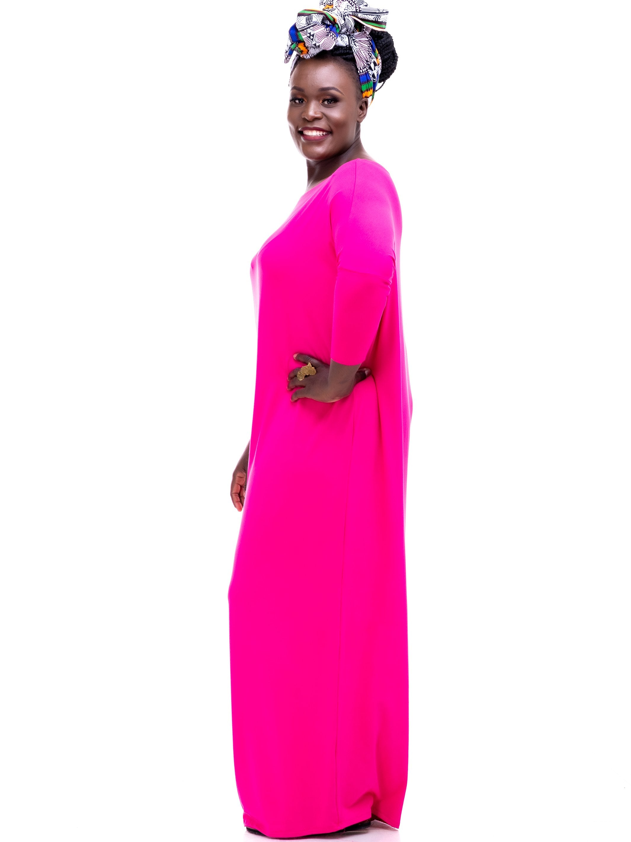 Sowairina Lea Maternity Maxi Kaftan - Pink - Shop Zetu