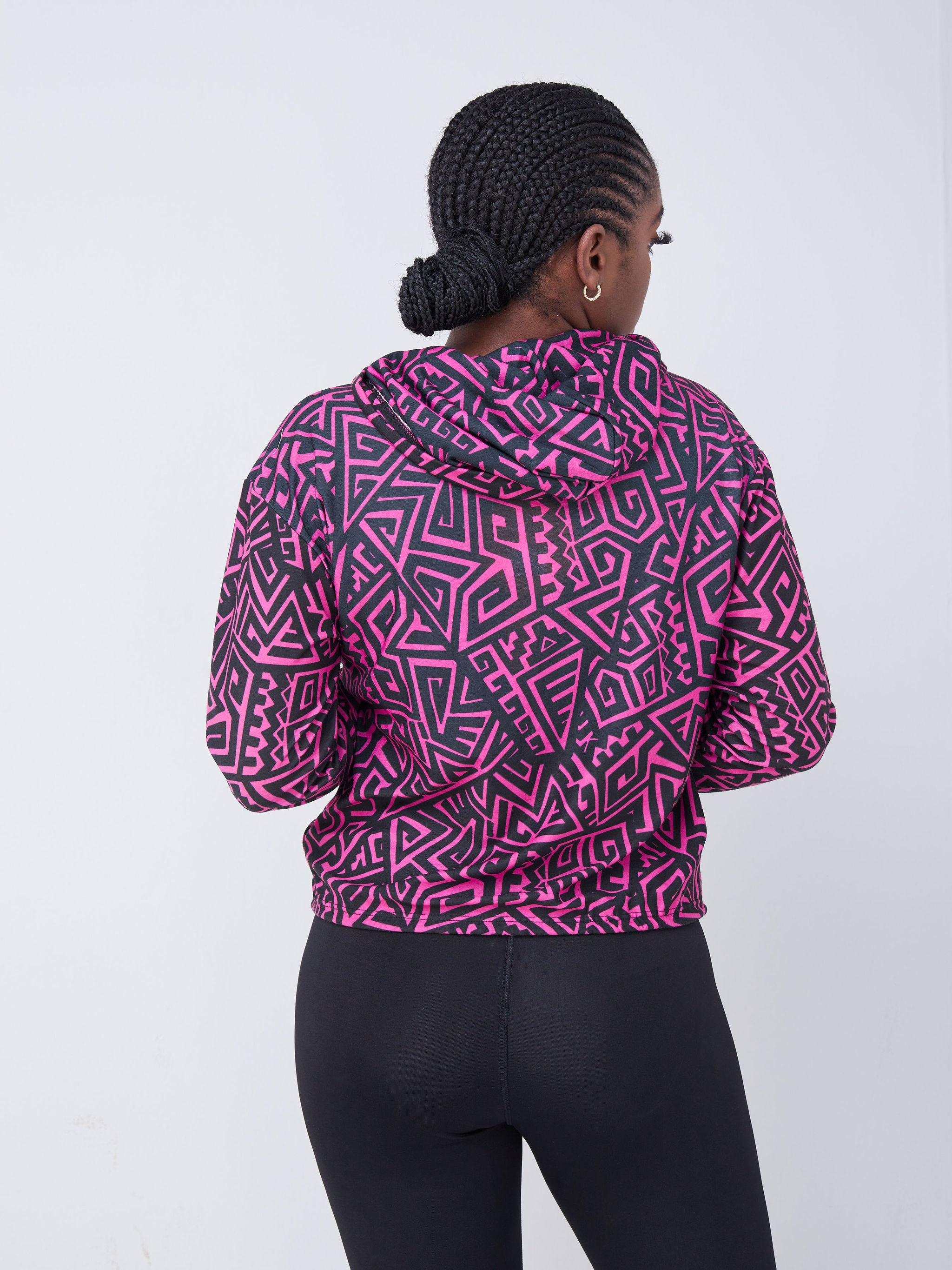 Vivo Fitness Hoodie - Black / Purple Geometric Print