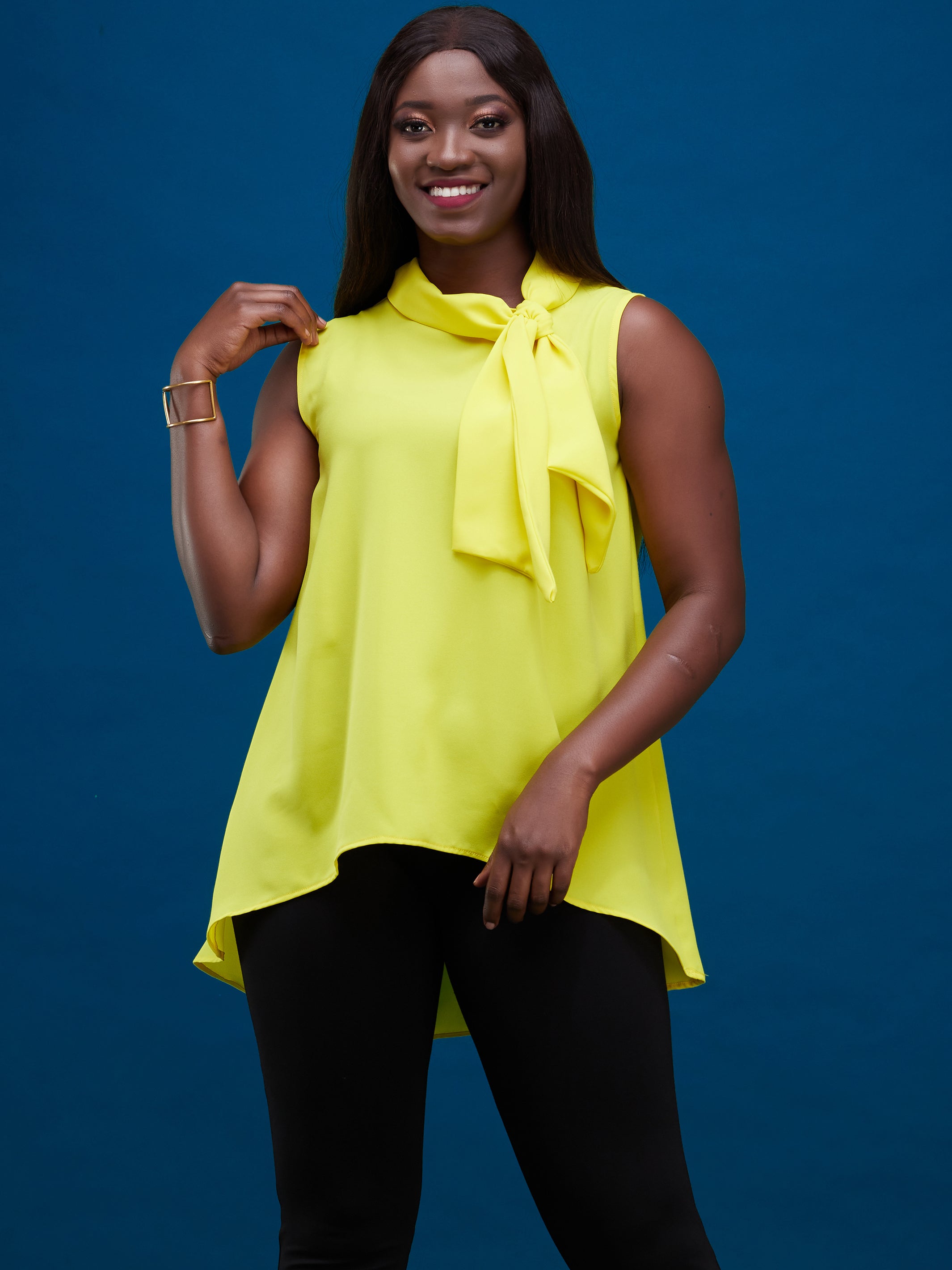 Vivo Bissa High Low Sleeveless Top Yellow Vivo Fashion Group Kenya