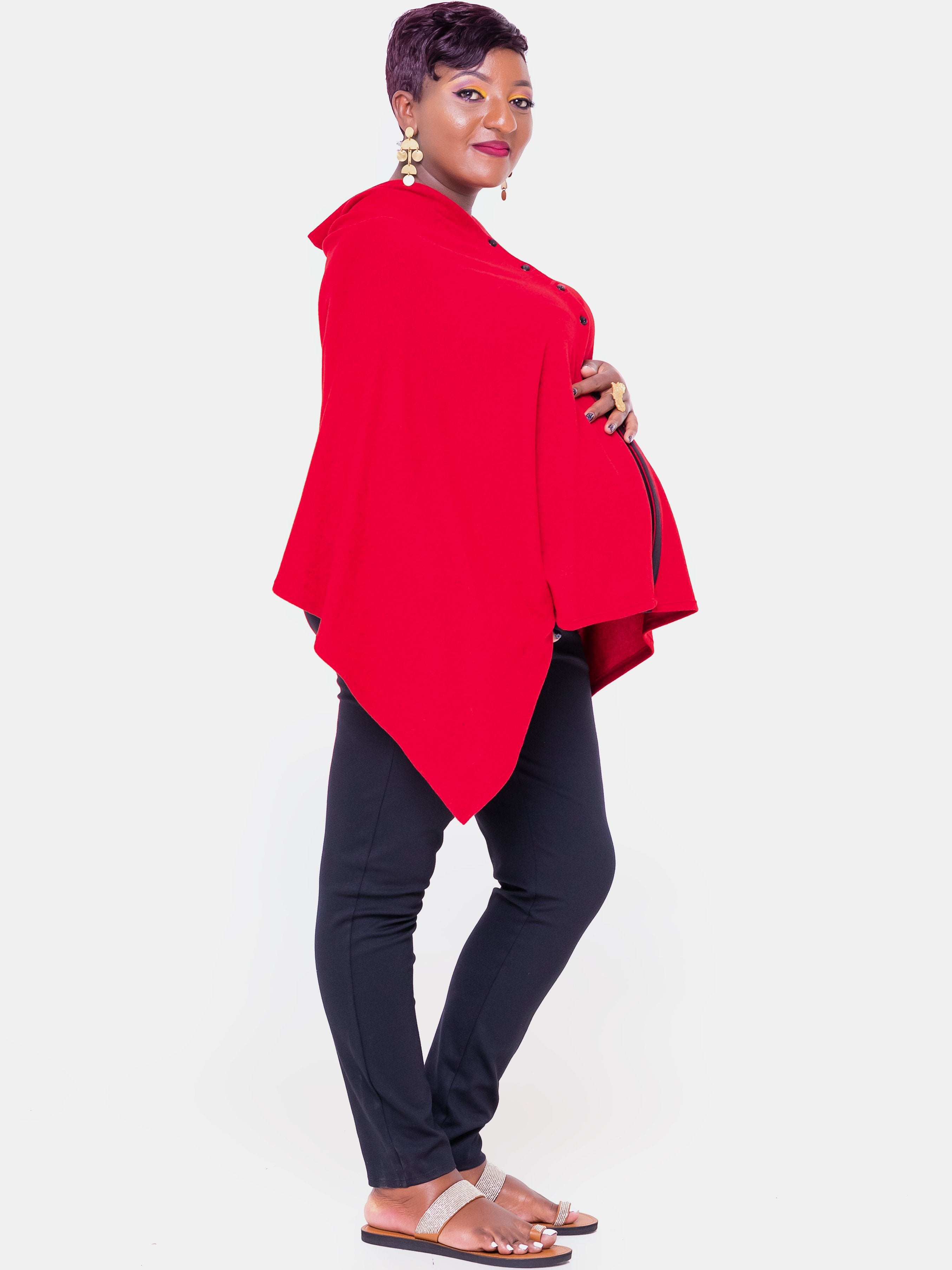 Sowairina Lea Poncho - Dark Red+Black - Shop Zetu