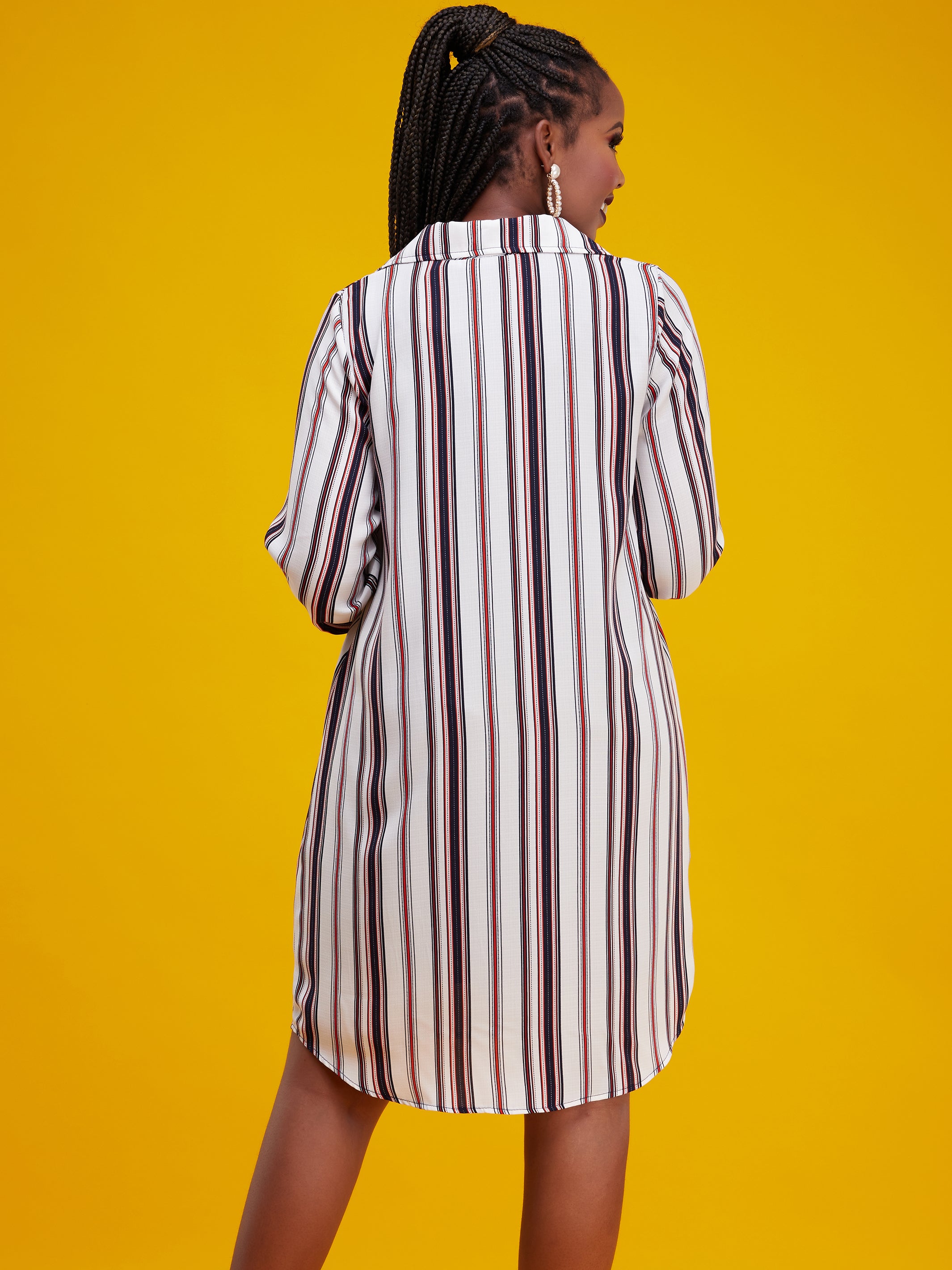 Vivo Tsavo A-Line Dress - White / Orange Stripes
