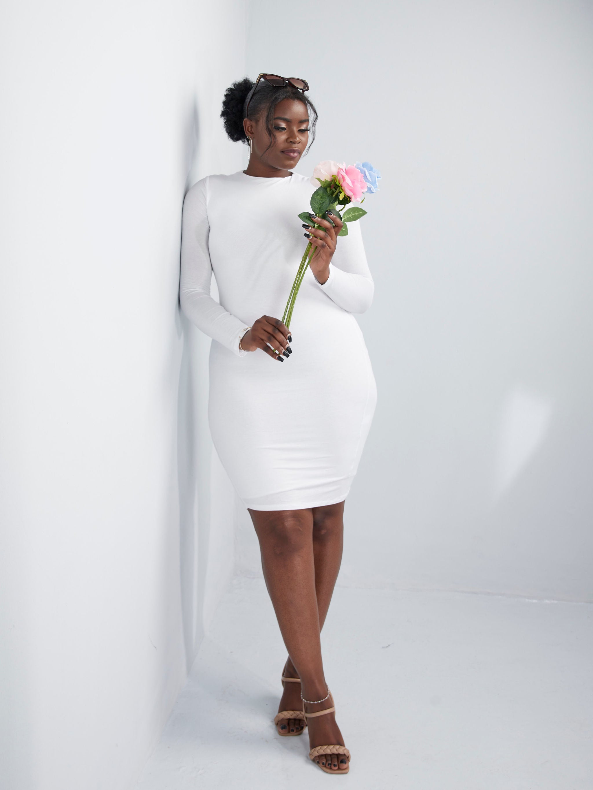 Popular 21 Long-Sleeve Double Layer Midi Dress - White | Vivo Fashion Group  Kenya