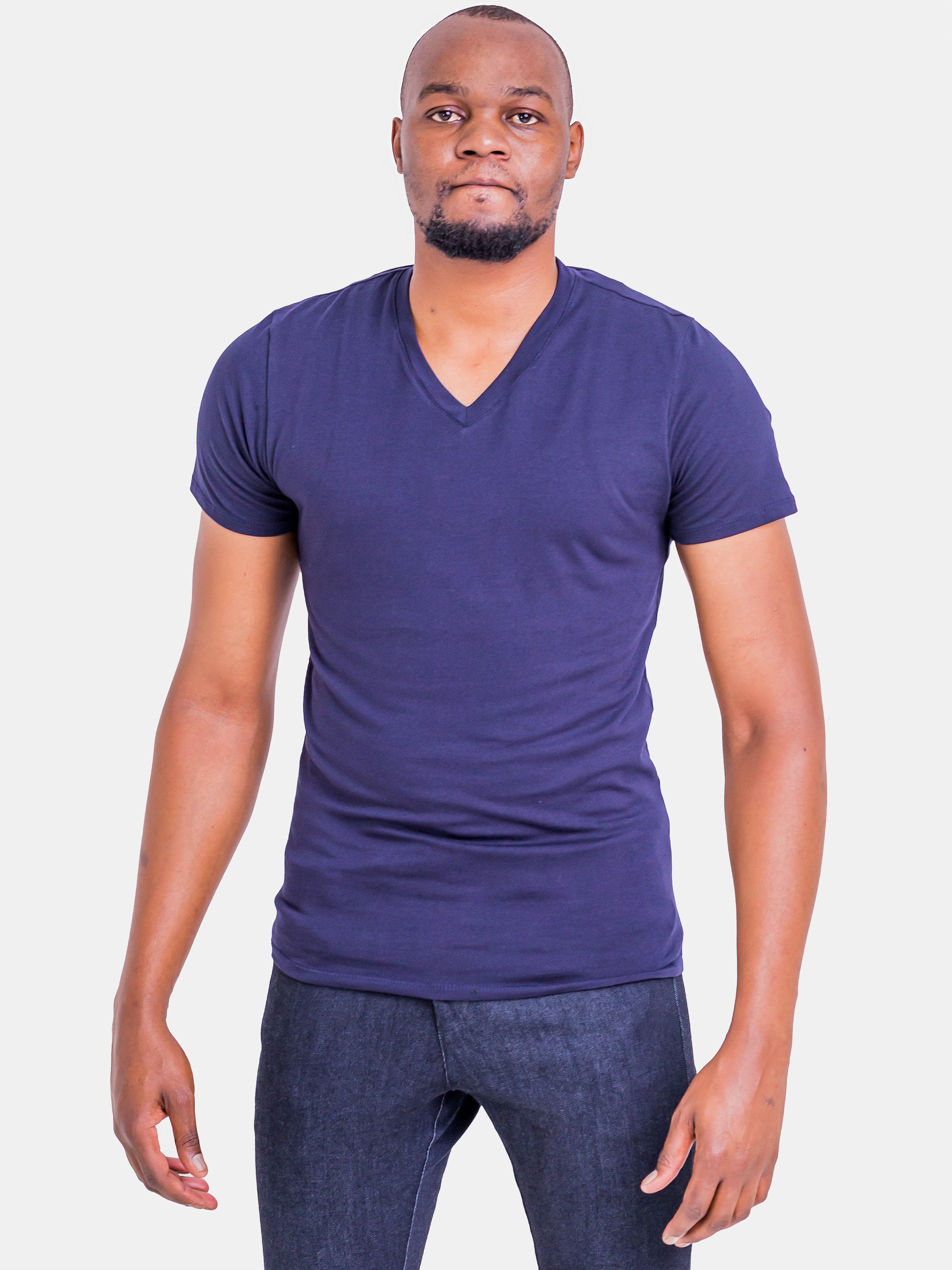 Zoya V-neck Short Sleeved T-Shirt - Navy Blue