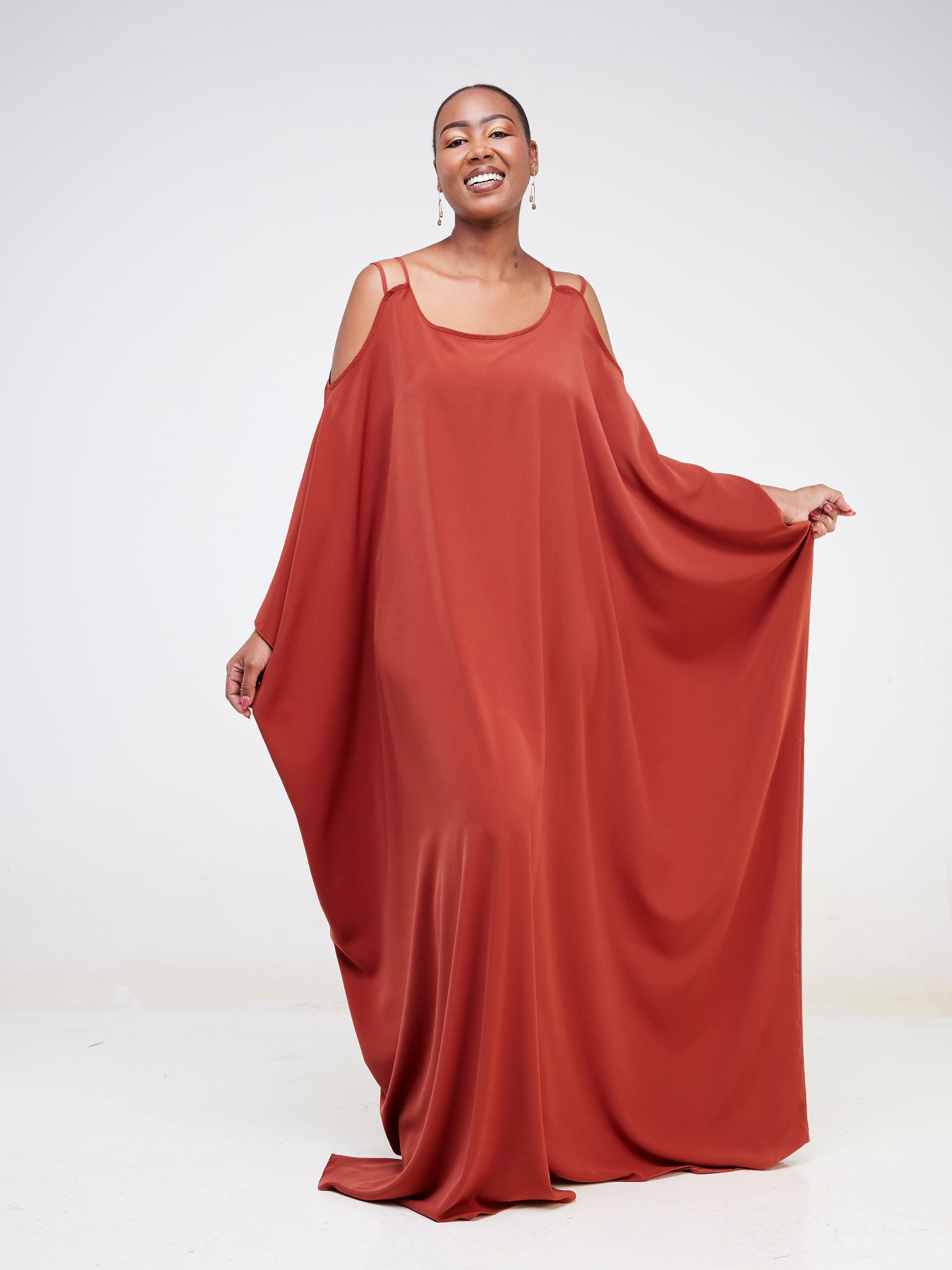 Vivo Dali Strappy Cold Shoulder Kaftan - Rust