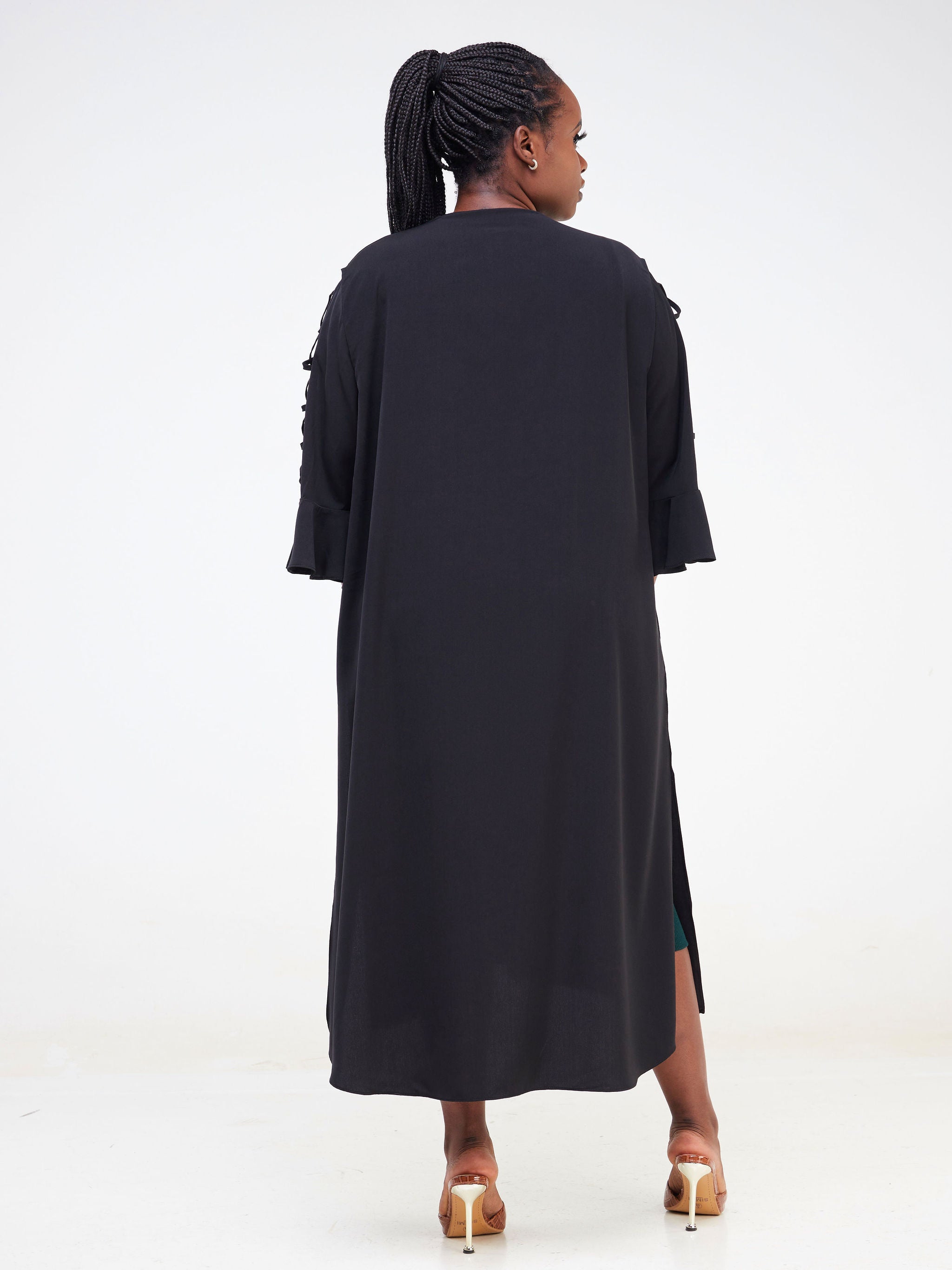 Vivo Dali 3/4 Cut Out Sleeve Kimono - Black