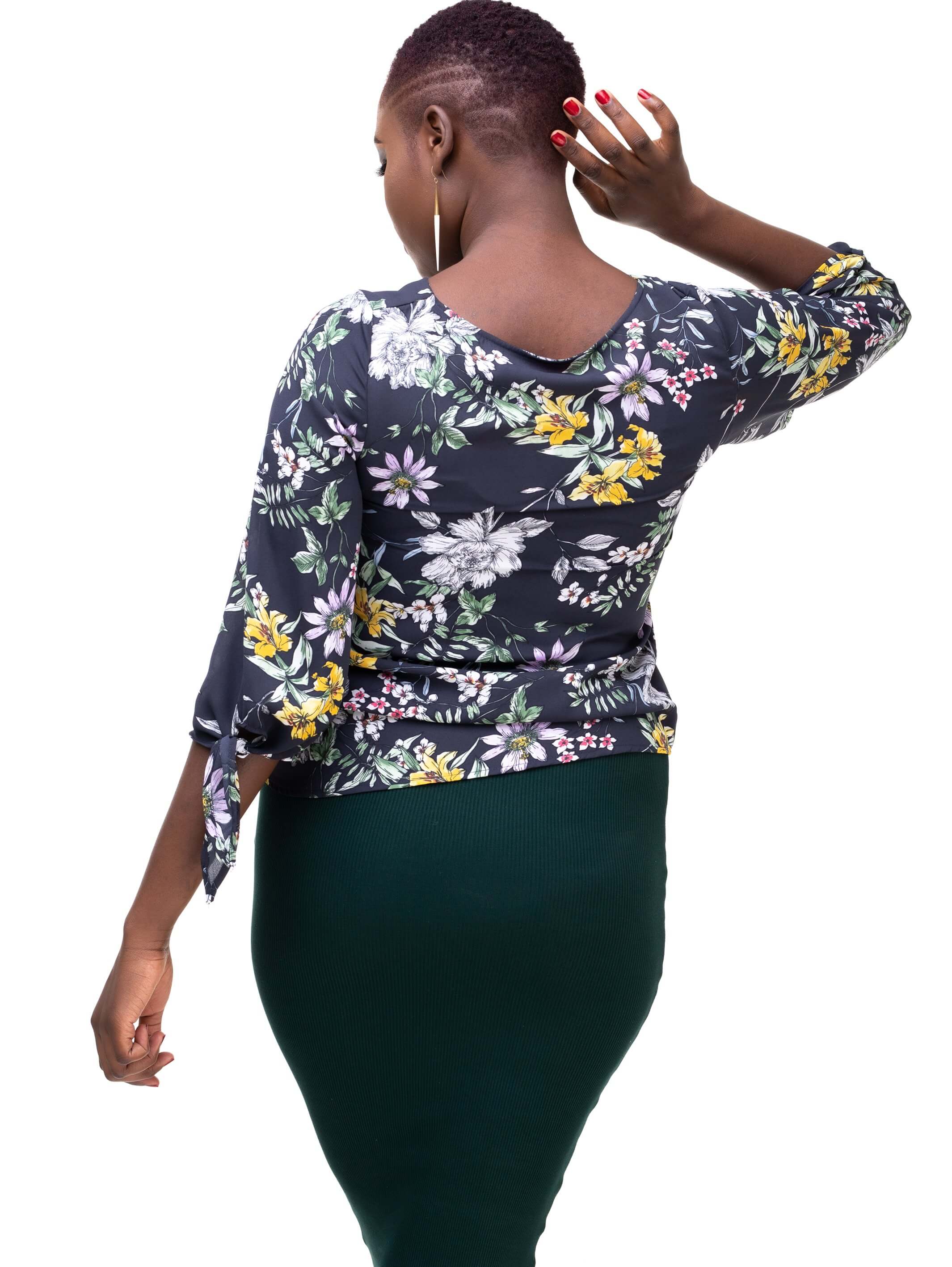 Vivo Furaha Tie Top - Navy Print