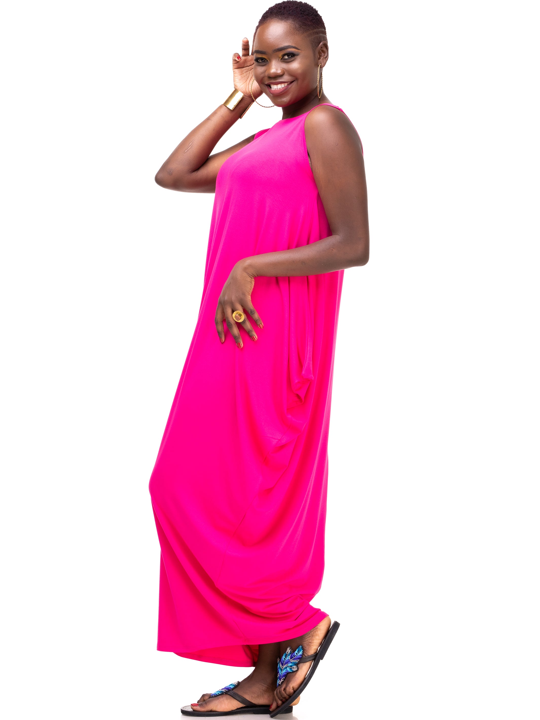 Vivo Basic Salma Maxi Boat Neck Dress Pink Vivo Fashion Group Kenya