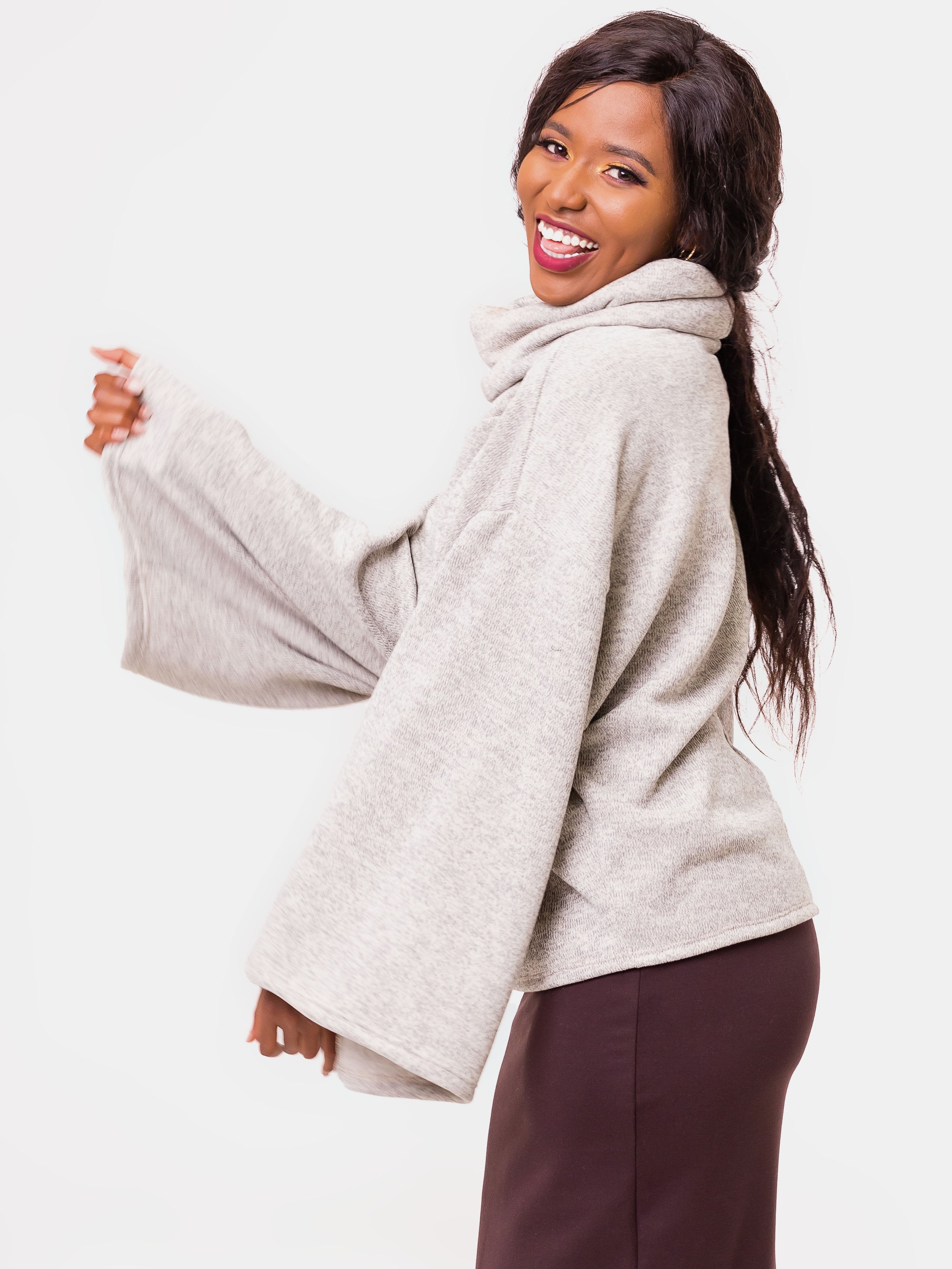 Vivo Neo Lilian Cowl Sweater - Light Grey - Shop Zetu