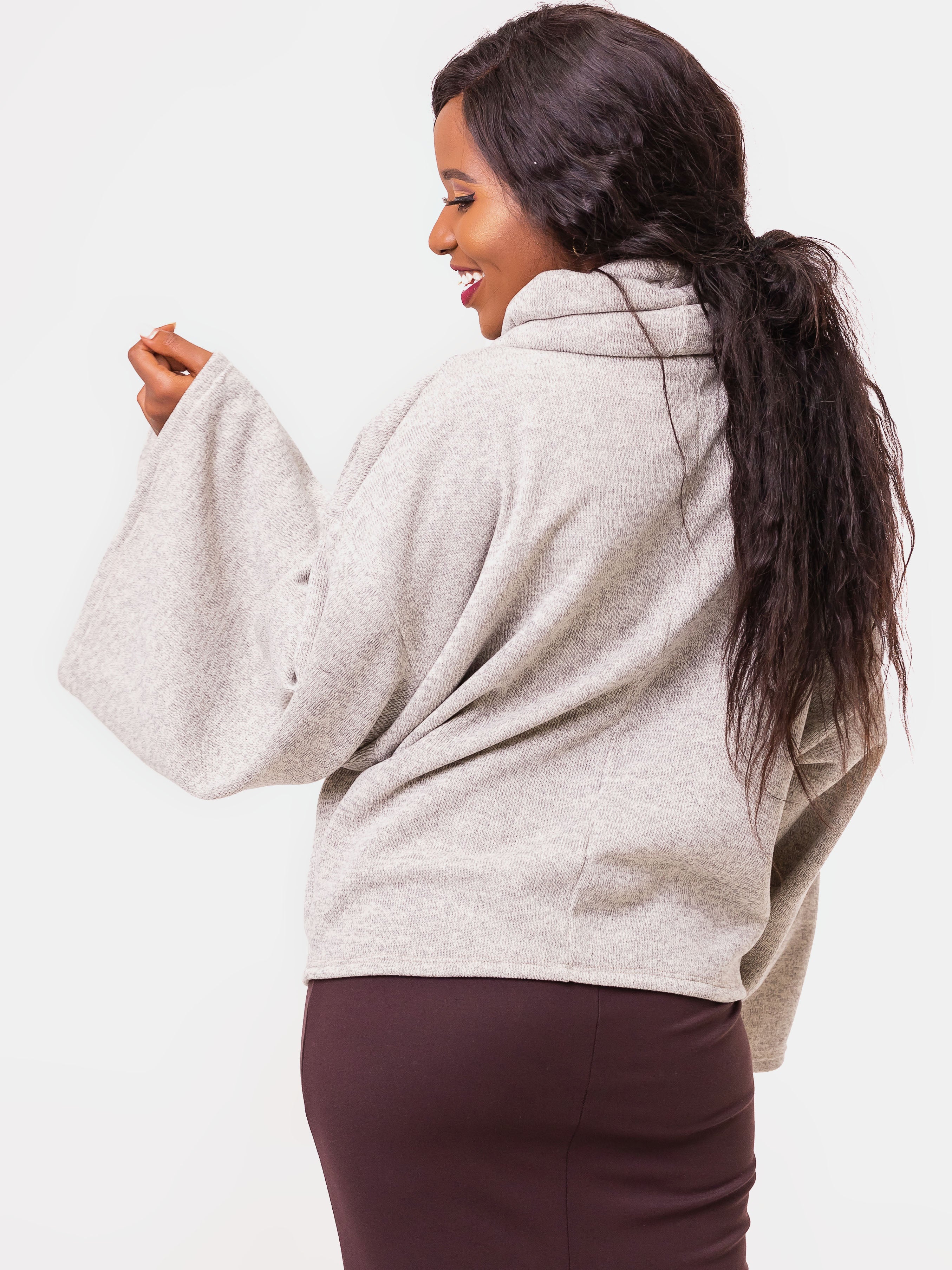 Vivo Neo Lilian Cowl Sweater - Light Grey - Shop Zetu