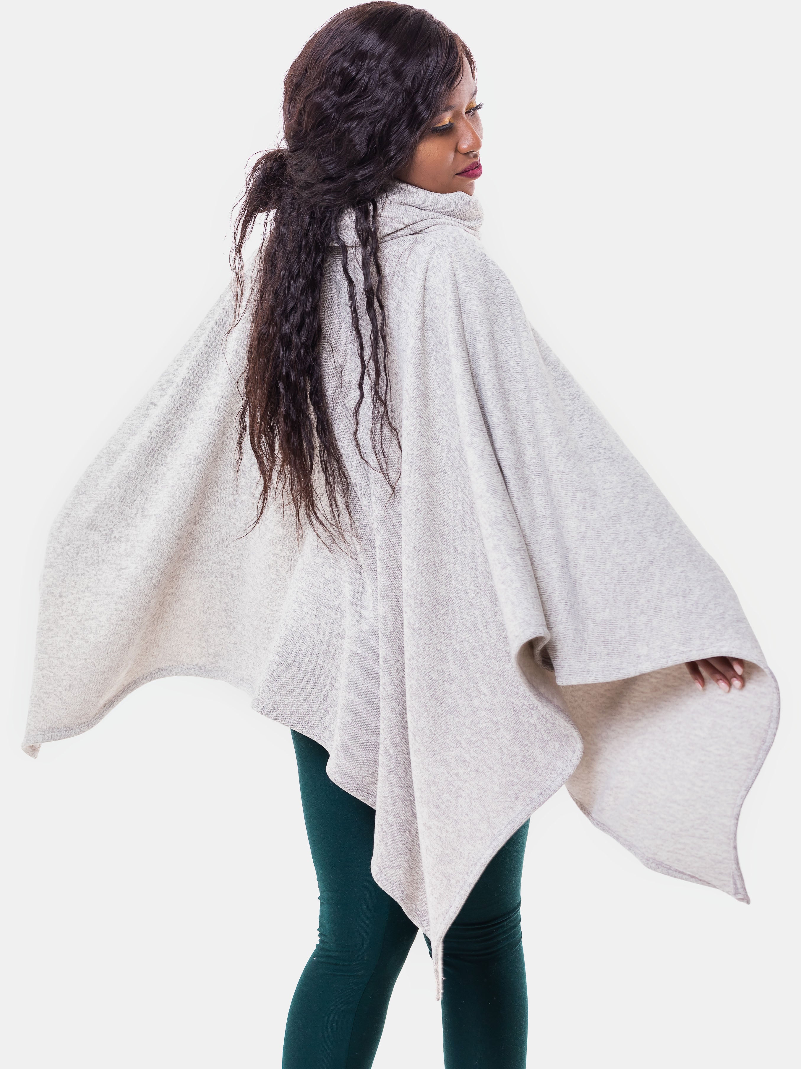 Vivo Turtleneck Poncho - Light Grey - Shop Zetu