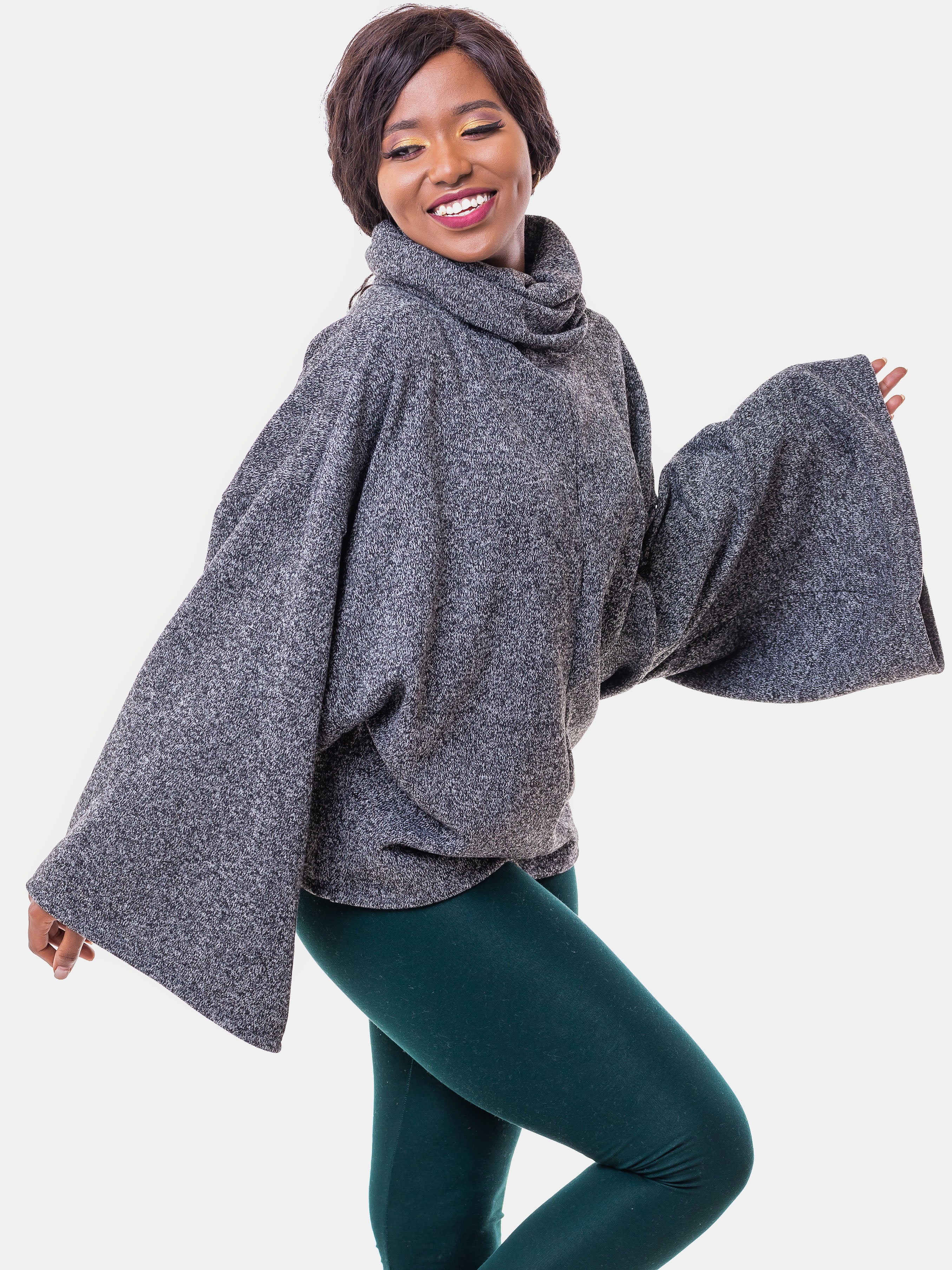 Vivo Neo Lilian Cowl Sweater - Dark Grey - Shop Zetu