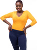 Vivo Basic 3/4 Sleeved Double Layered Bodysuit - Mustard