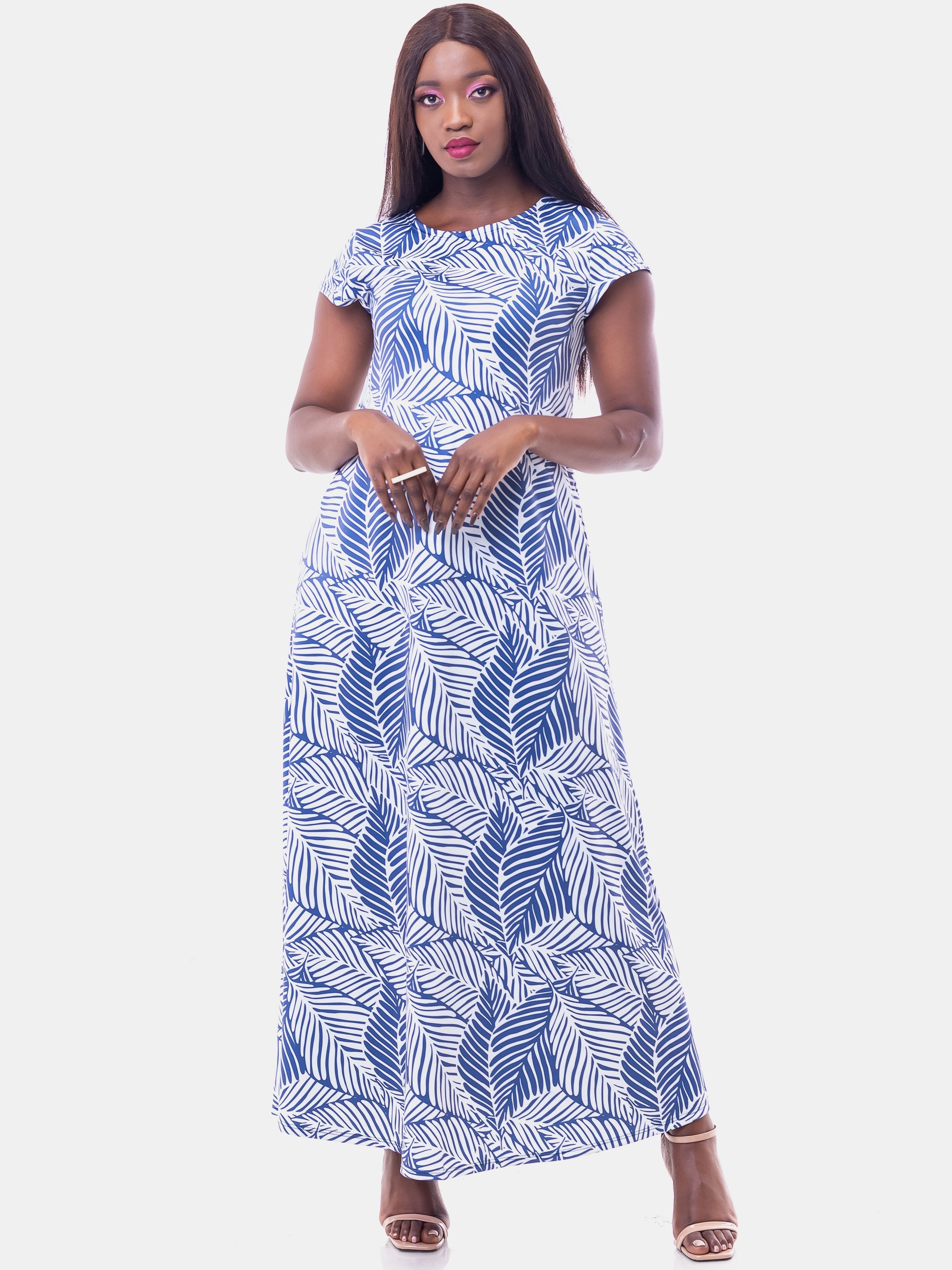 Vivo Tuni Tent Maxi Dress - White Print - Shop Zetu