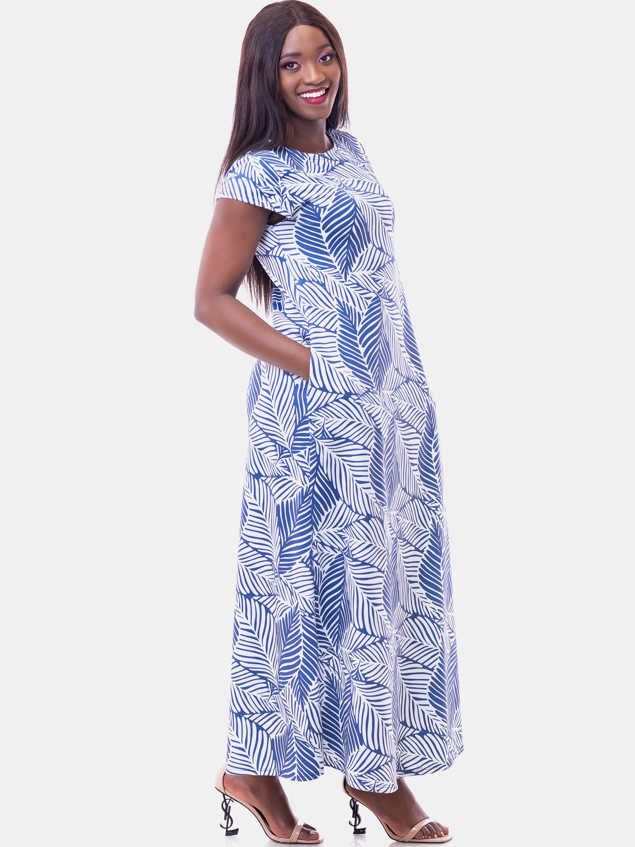 Vivo Tuni Tent Maxi Dress - White Print - Shop Zetu