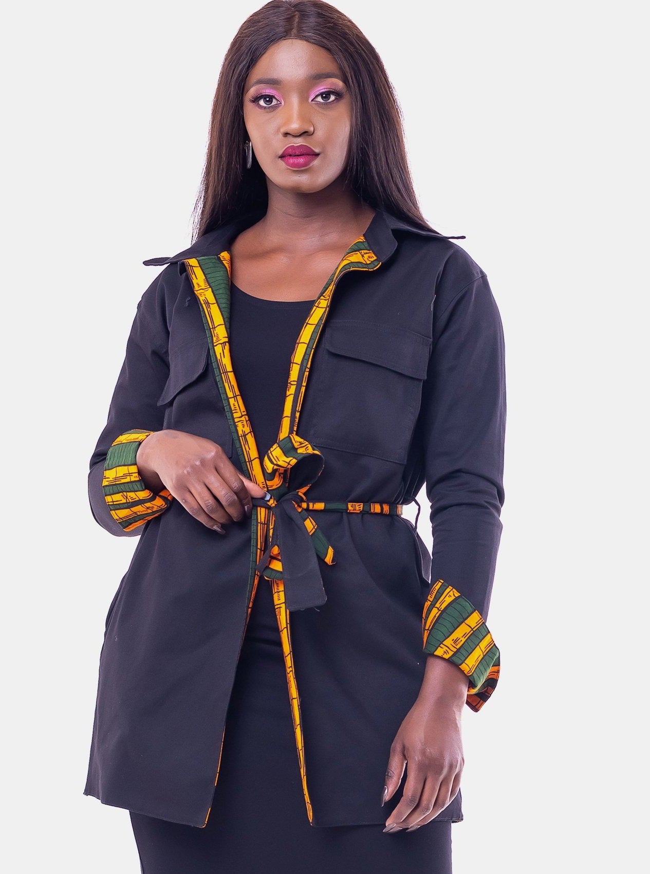 Safari Reversible Shirt Jacket - Black/Print 1 - Shop Zetu