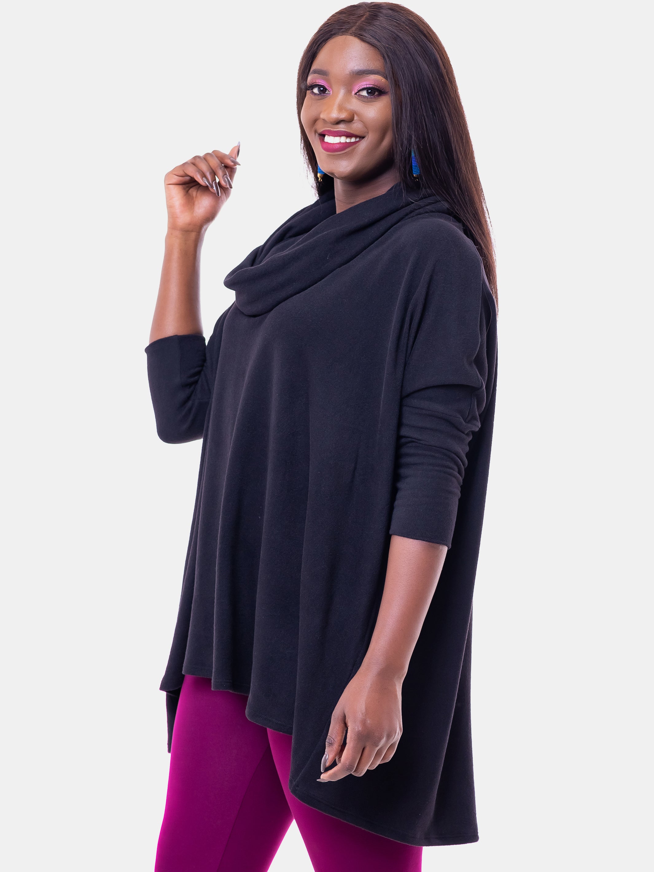 Vivo Basic Cowl Hoodie - Black