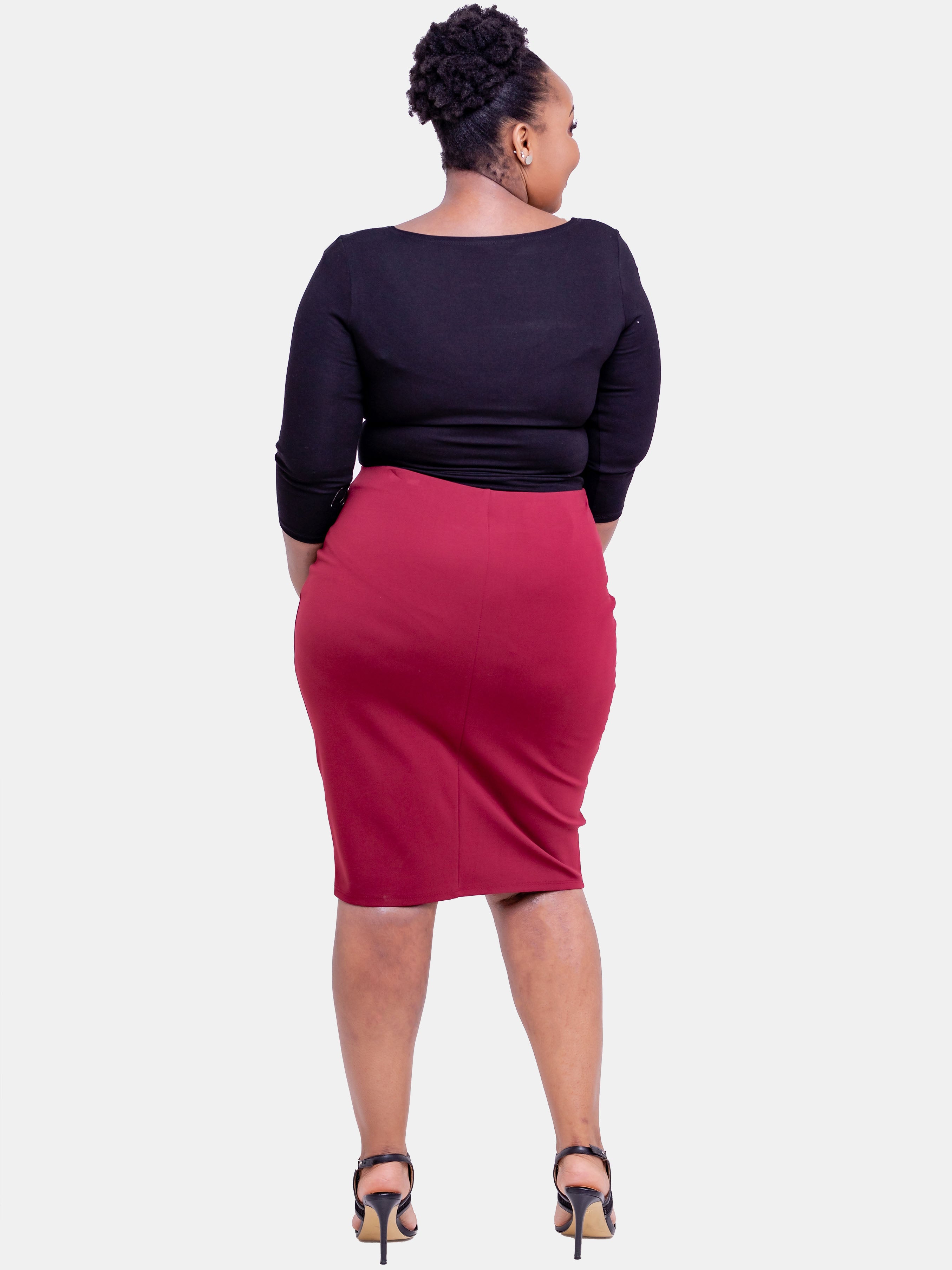 Vivo Basic Pencil Skirt - Maroon